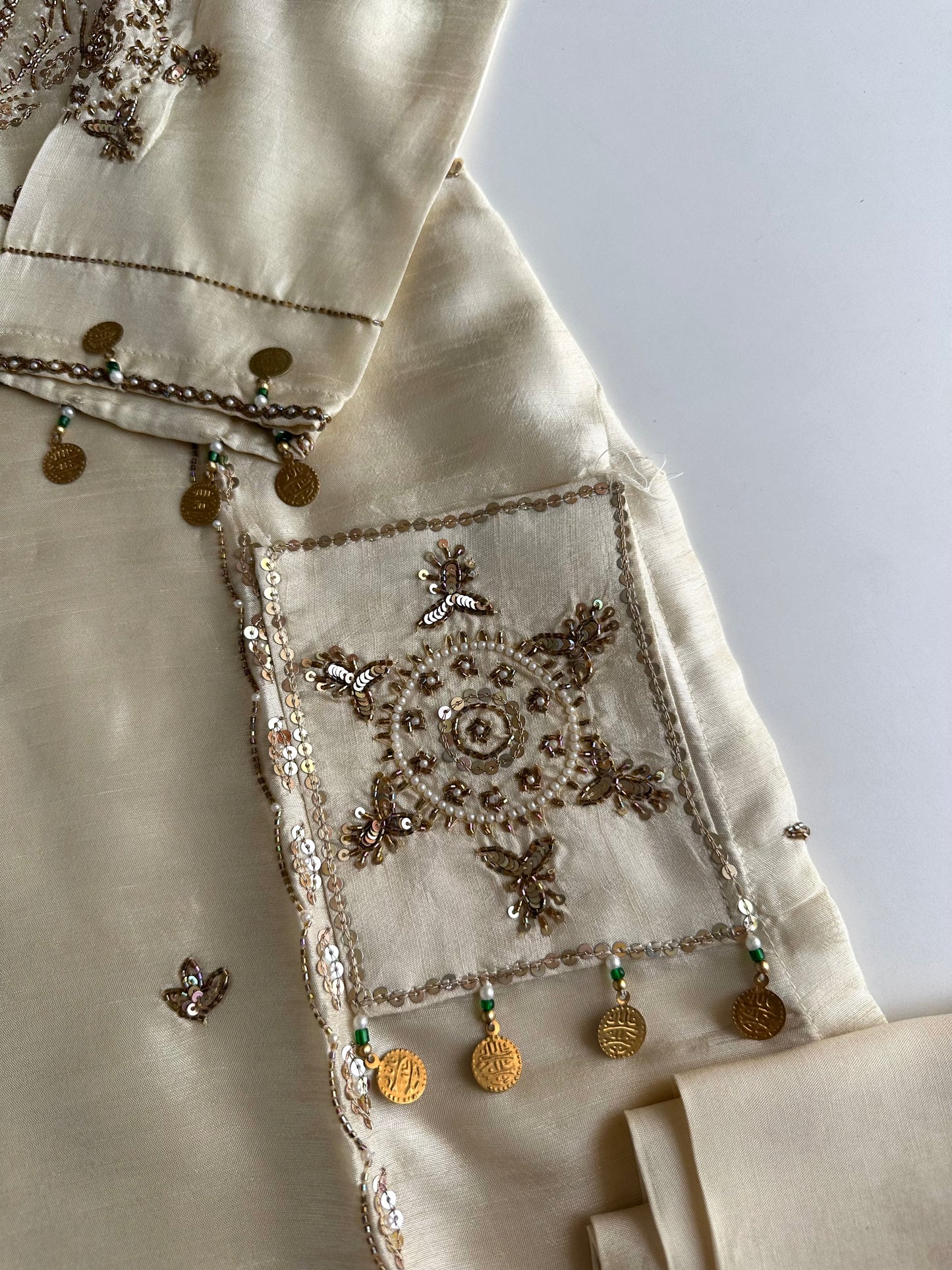 K188 - Russian silk handwork straight Kurti with pants and dupatta in 2 colours