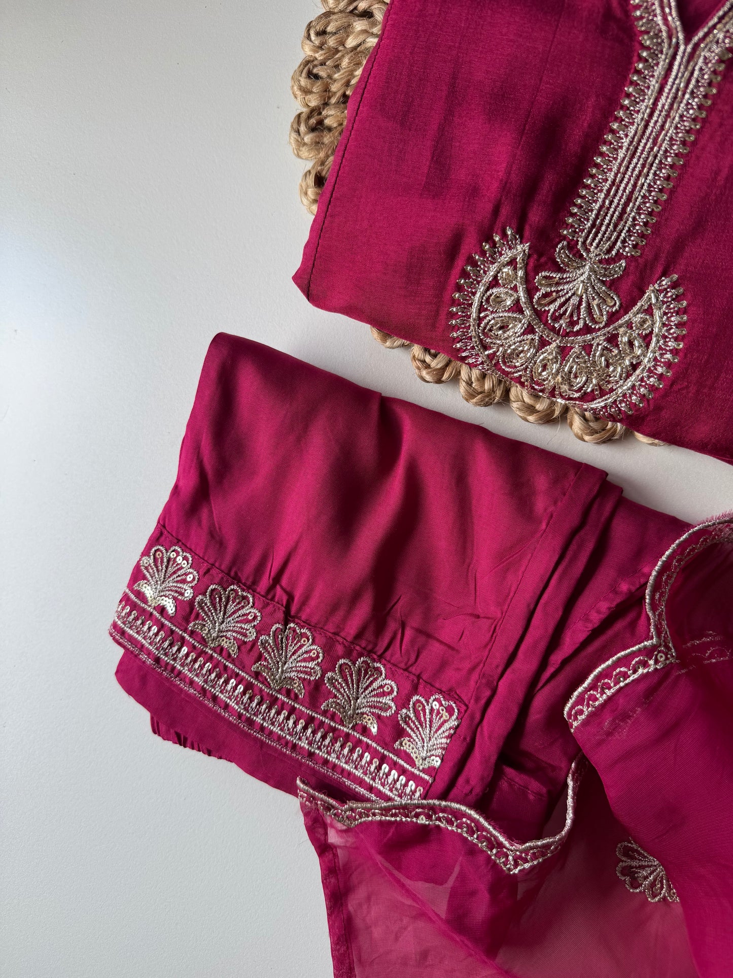 K521 - Russian silk zari work Anarkali with pants and dupatta