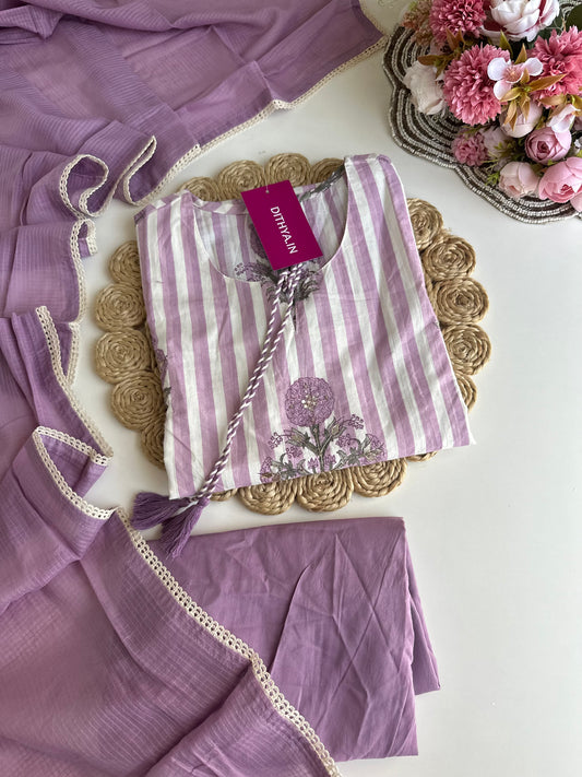 K056 - Cotton straight Kurti with pants and dupatta