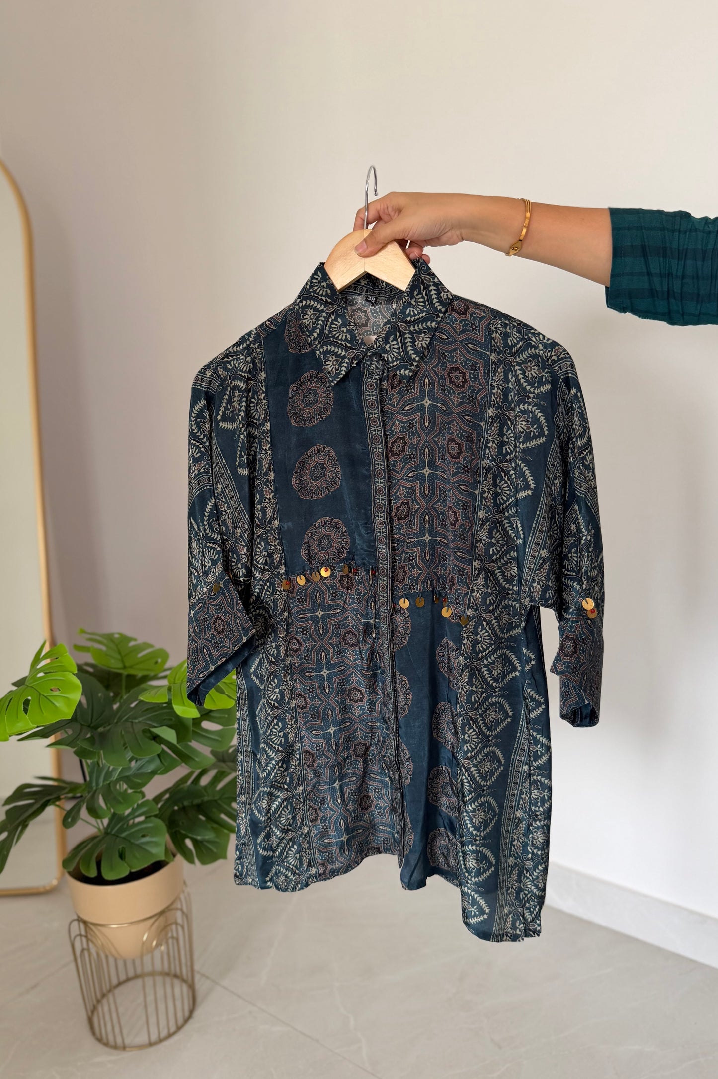 K075 - Pure crape Ajrakh shirt
