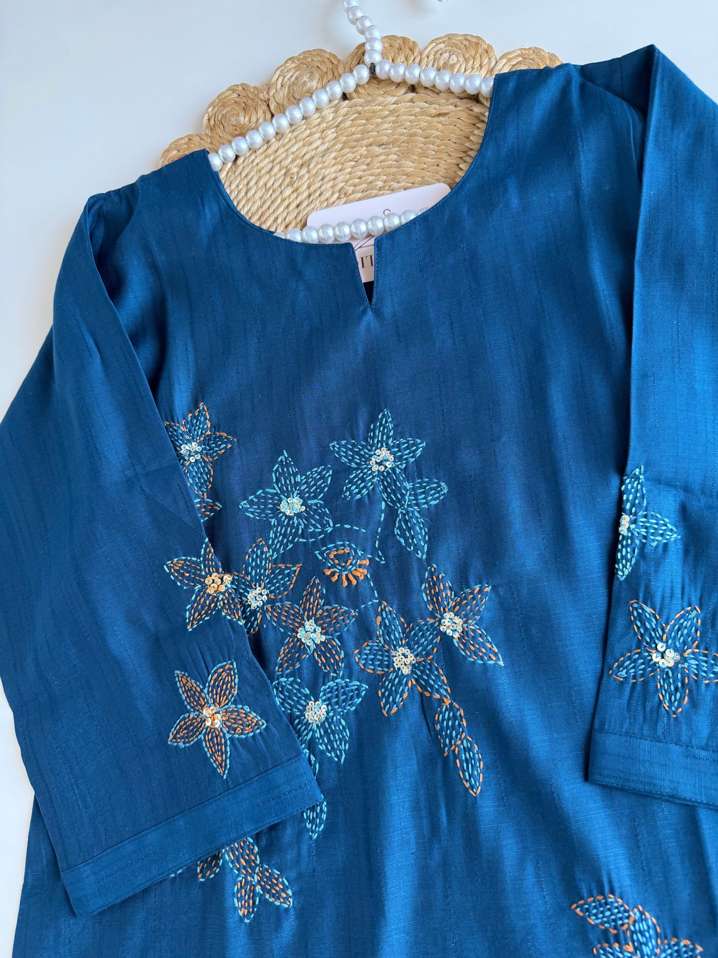 K010 - Mul muslin embroidered straight Kurti