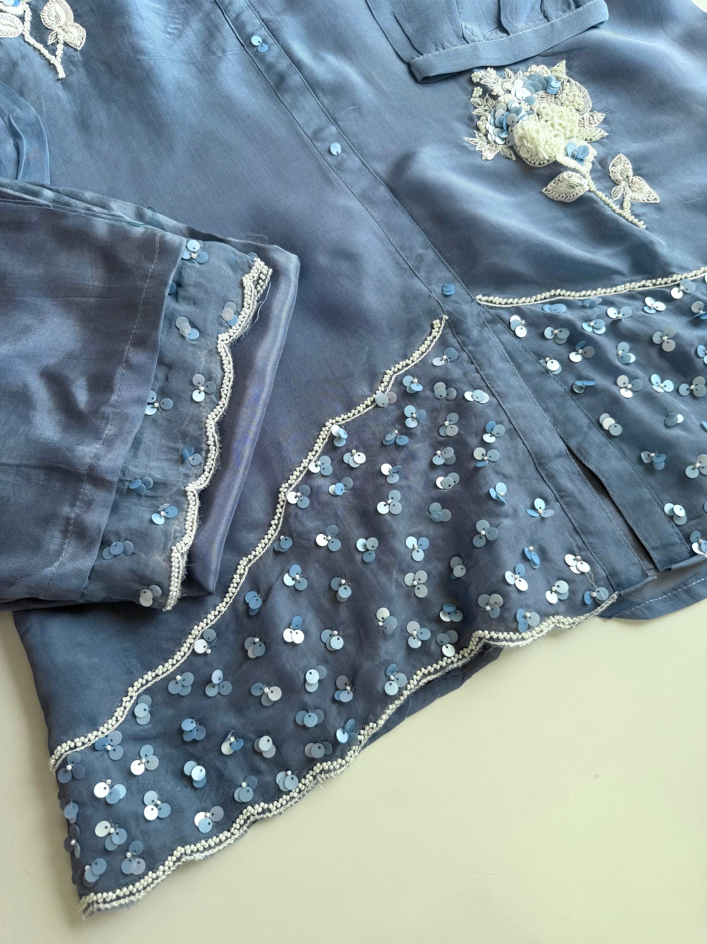 K247 - Pure viscose organza handwork coord set