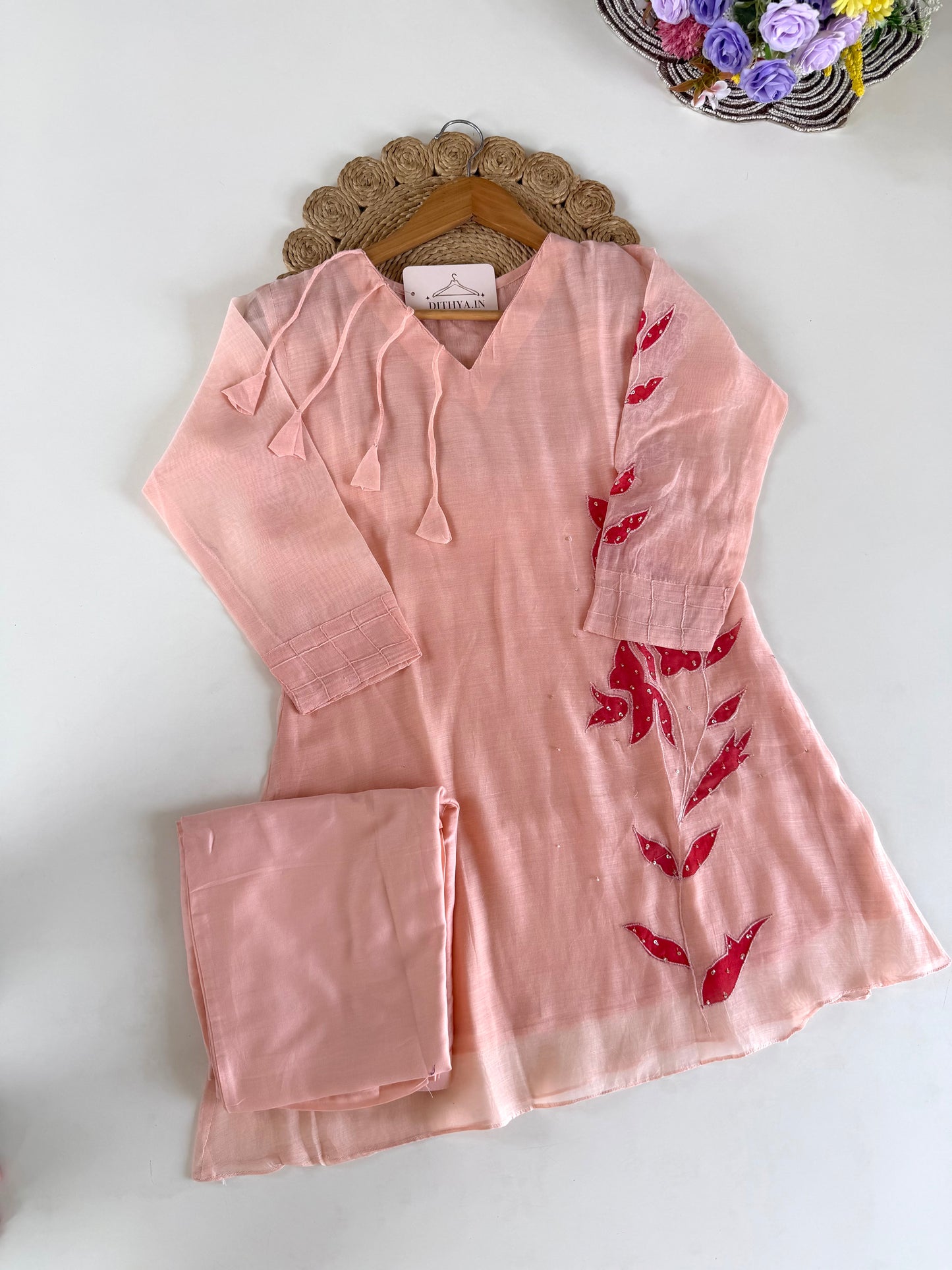 K515 - Mul chanderi appliqué coord set