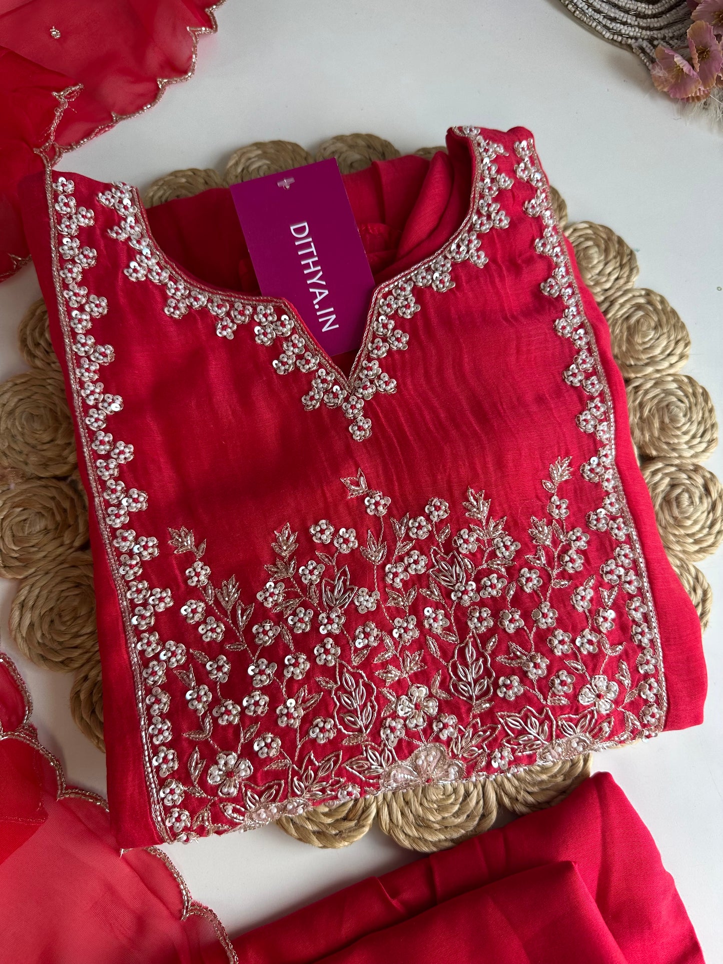 K138 - Mul chanderi Anarkali with pants and dupatta