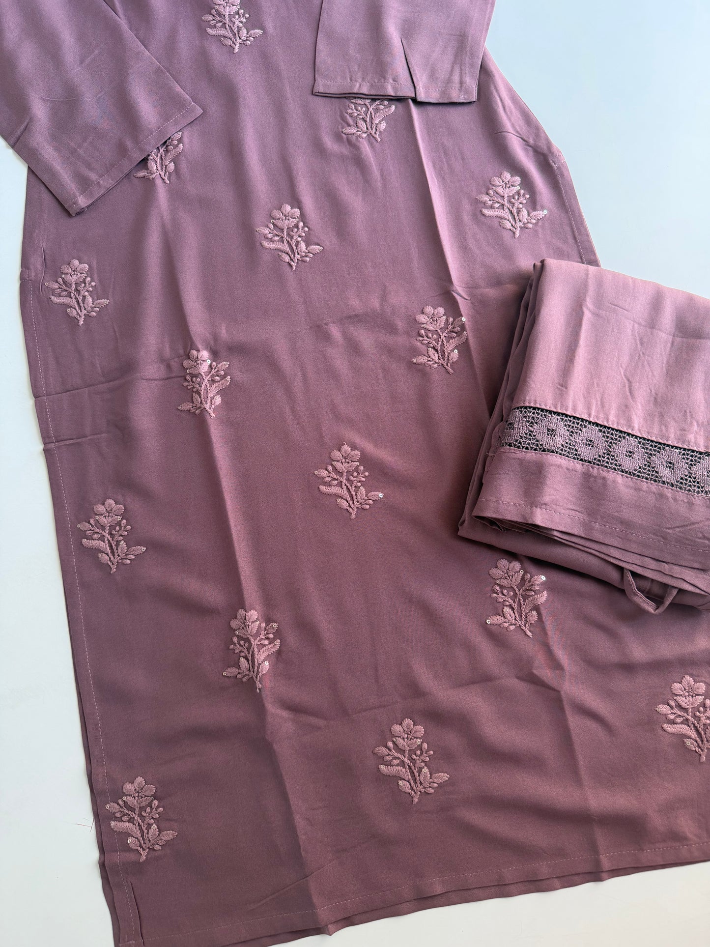 K709 - Muslin embroidered straight Kurti with pants