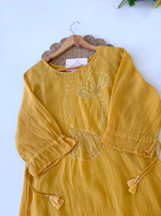 K256 - Mul cotton handwork aline Kurti with pants