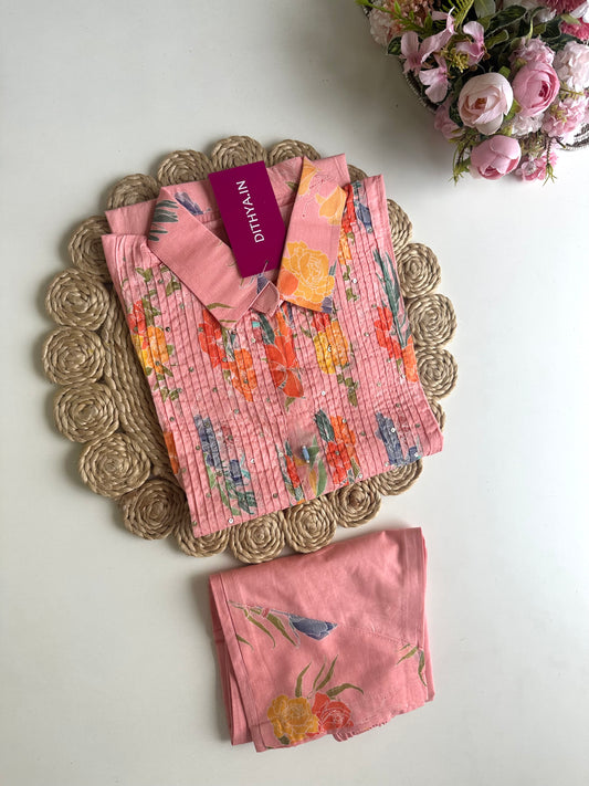K440-Cotton pintex floral coord set