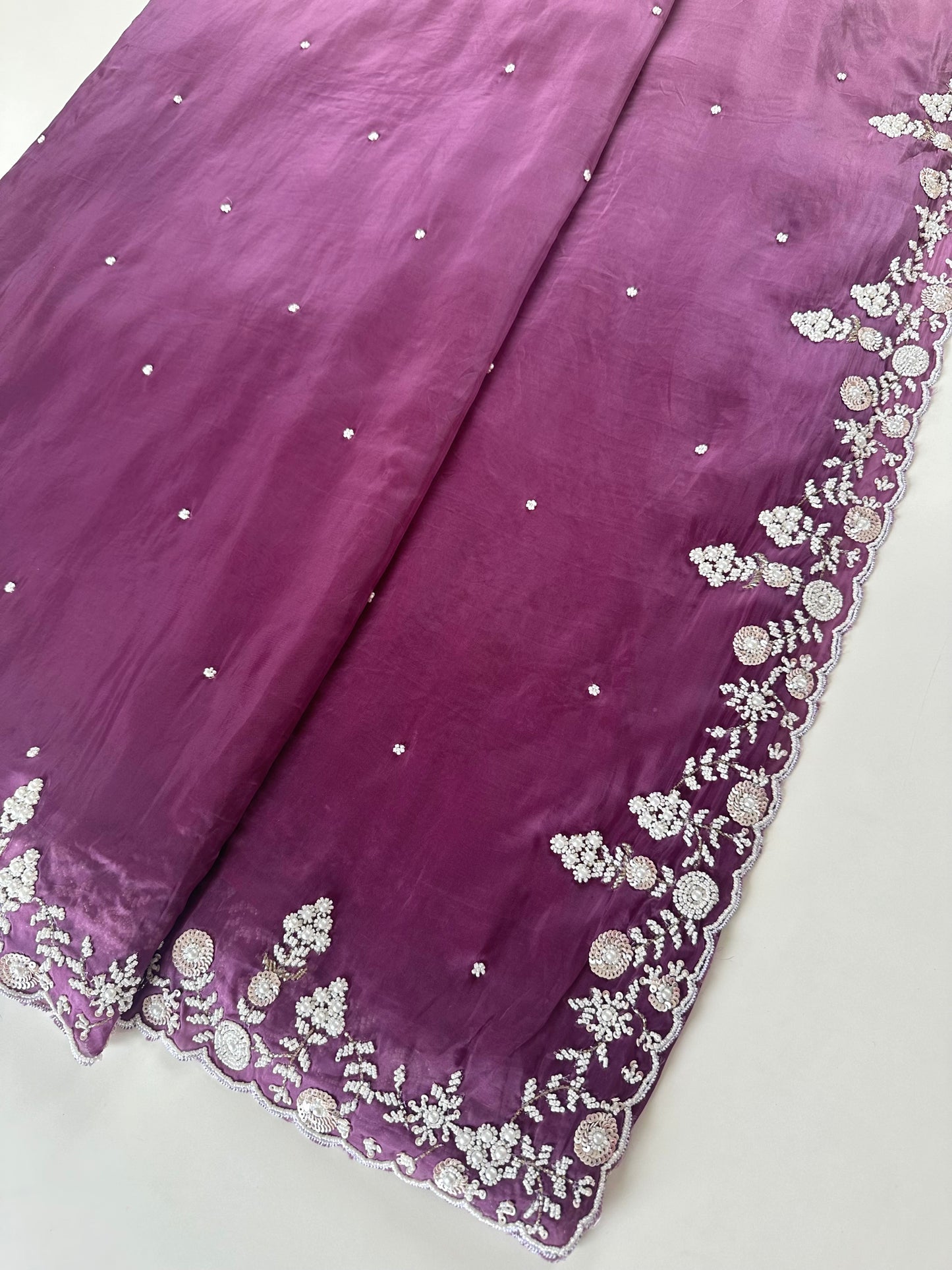 S009 - Ombre Organza Handwork saree .