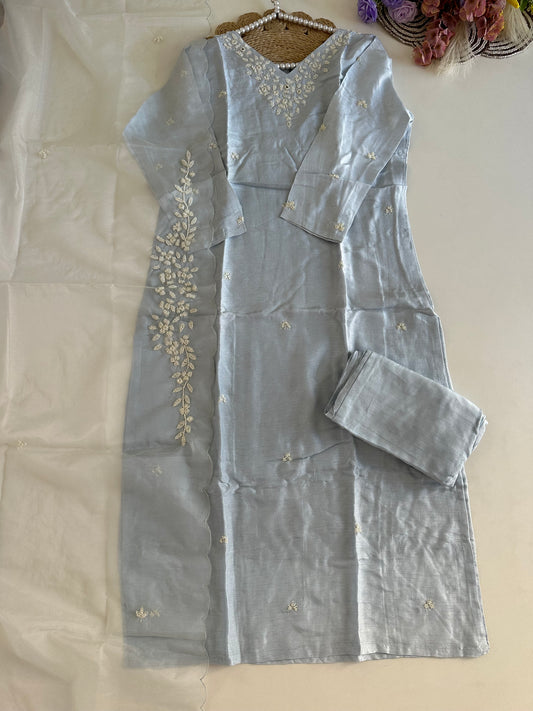 D365 - Dola silk straight kurti with pants and dupatta