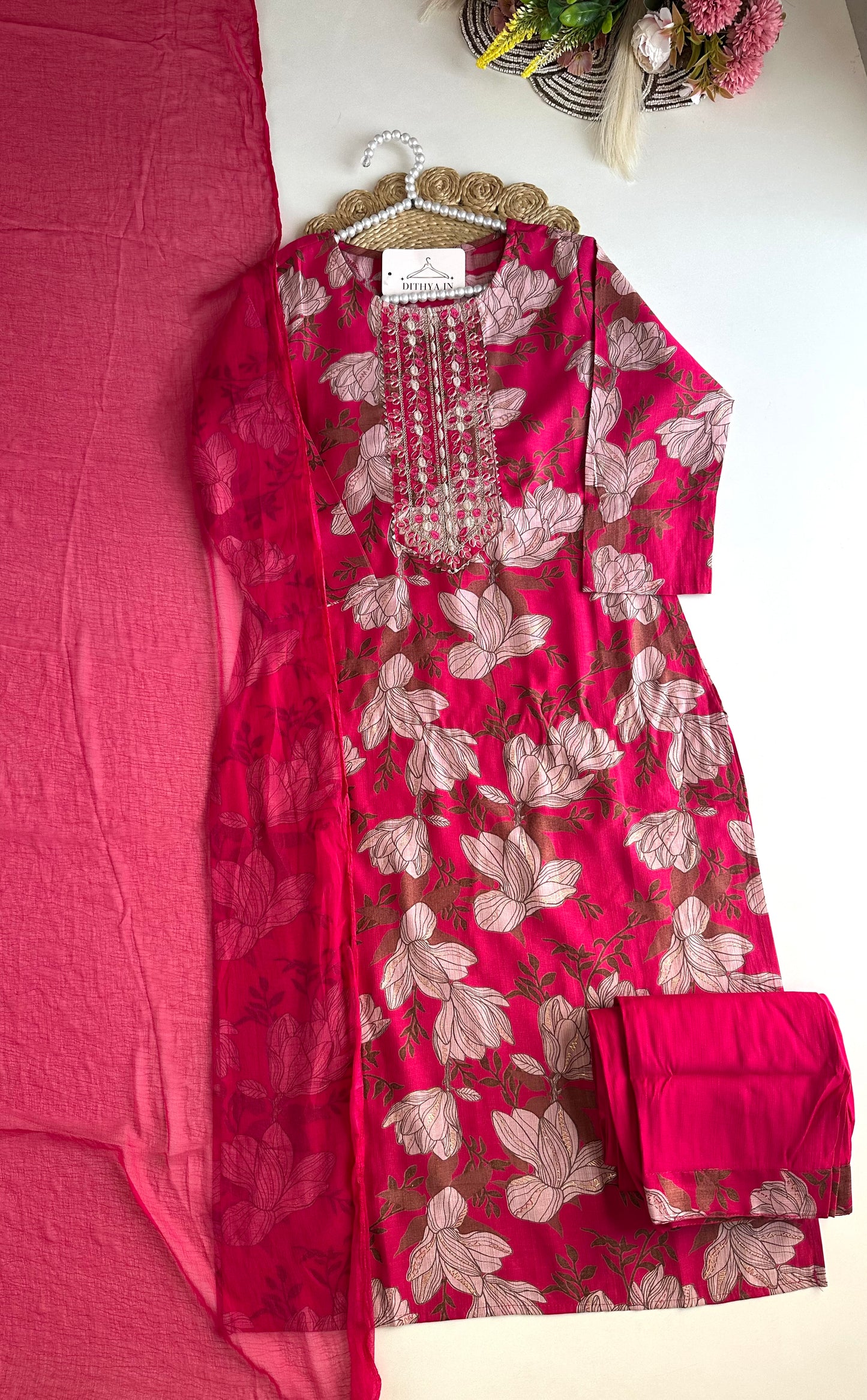 K480 - Roman silk straight Kurti with pant and dupatta
