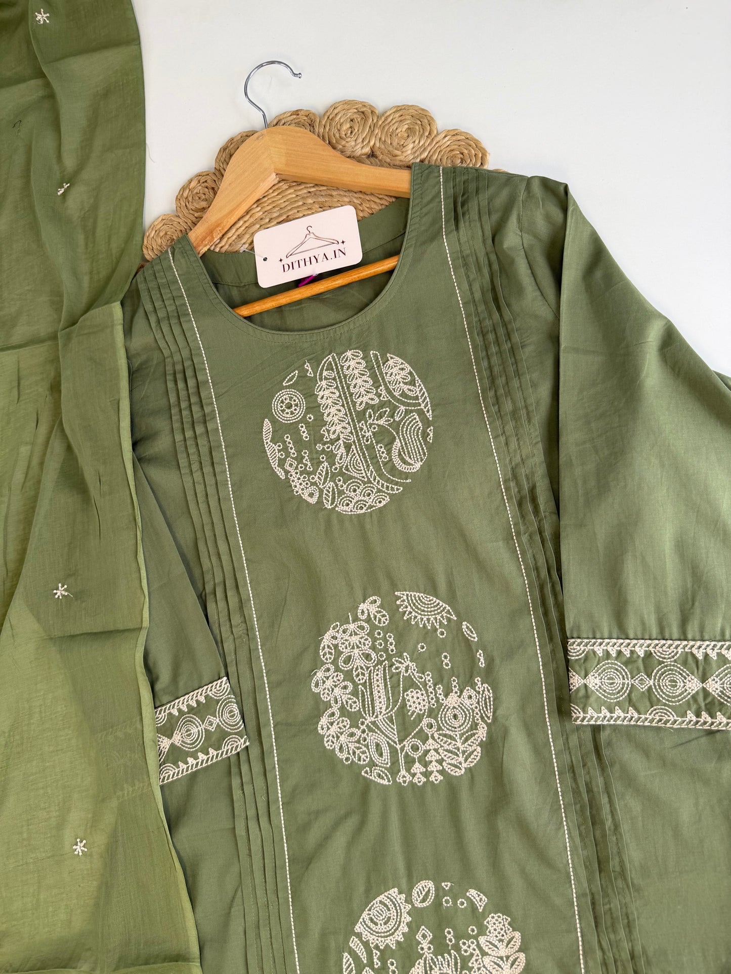 K549 - Mul cotton Straight Kurti with pants and dupatta