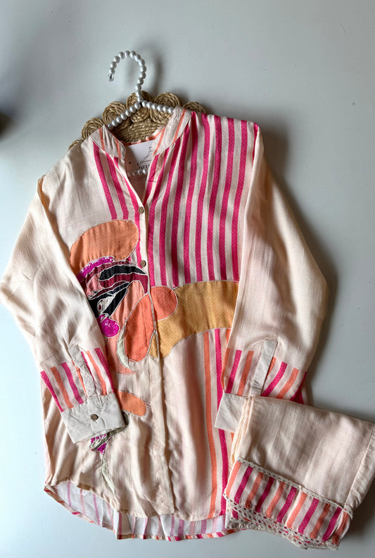 K278 - Muslin printed with handwork coord set