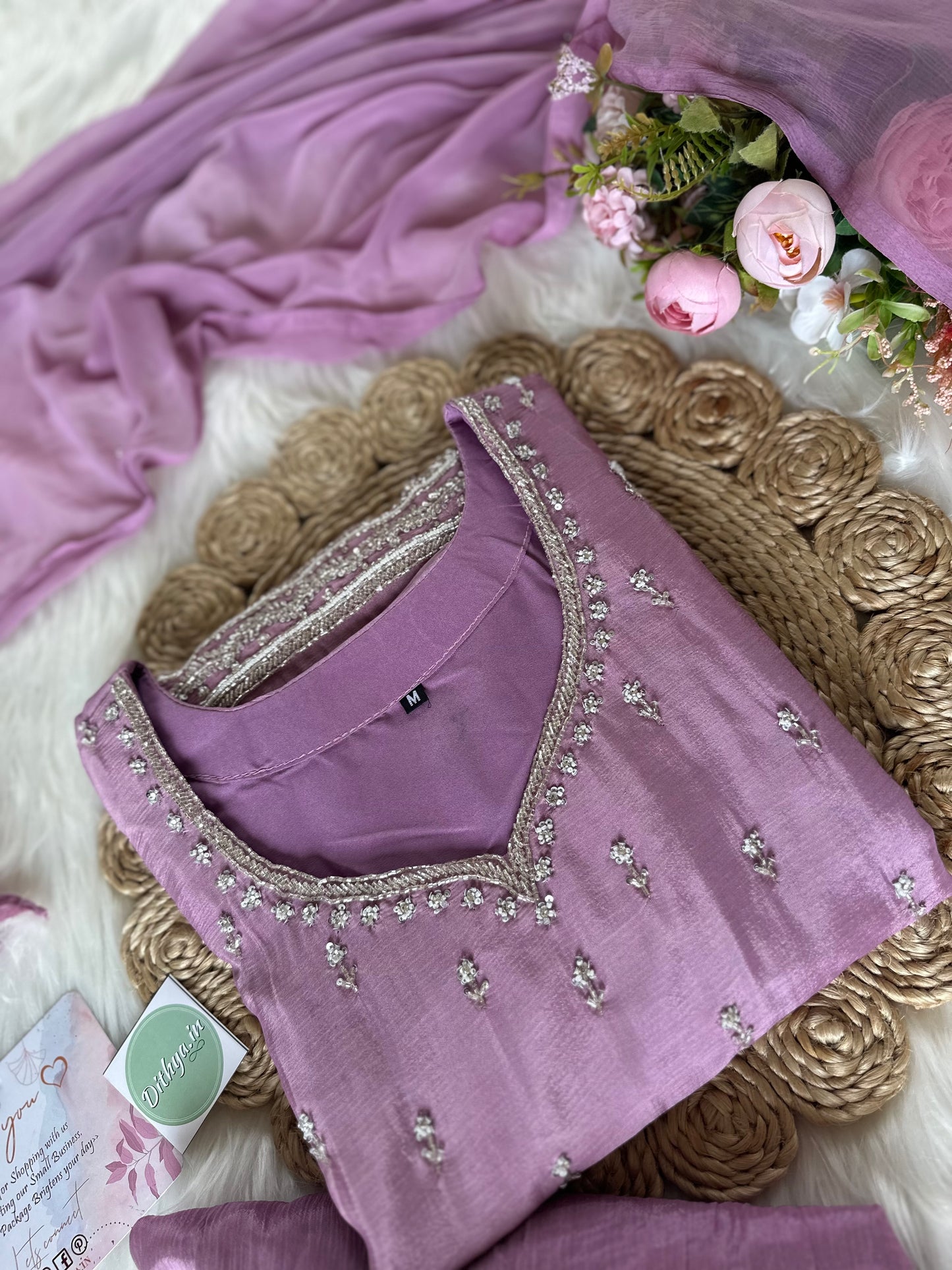 K312 - Chinnon Kurti with sharara pants and dupatta