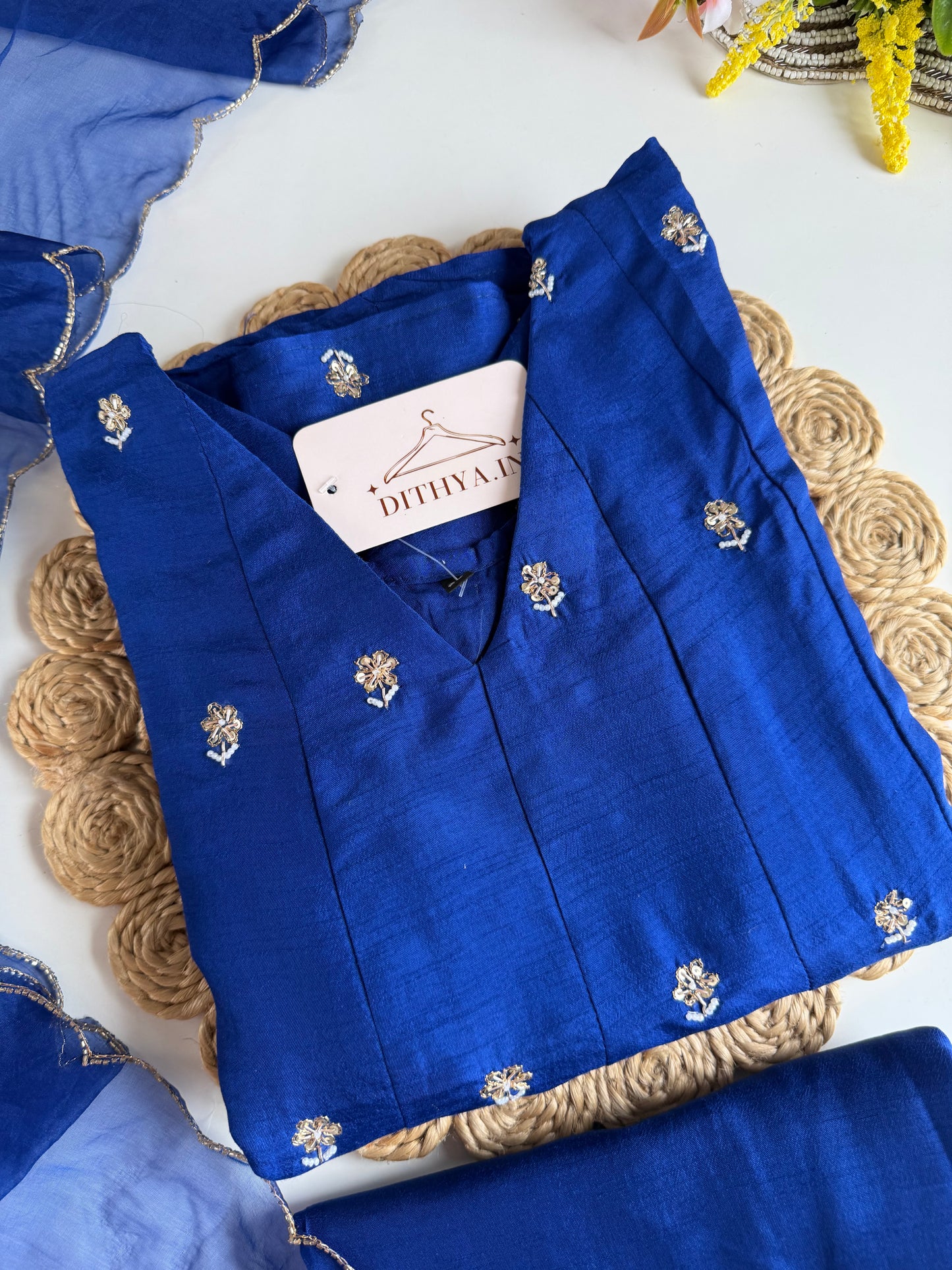 K231 - Russian silk handwork Anarkali with pants and dupatta