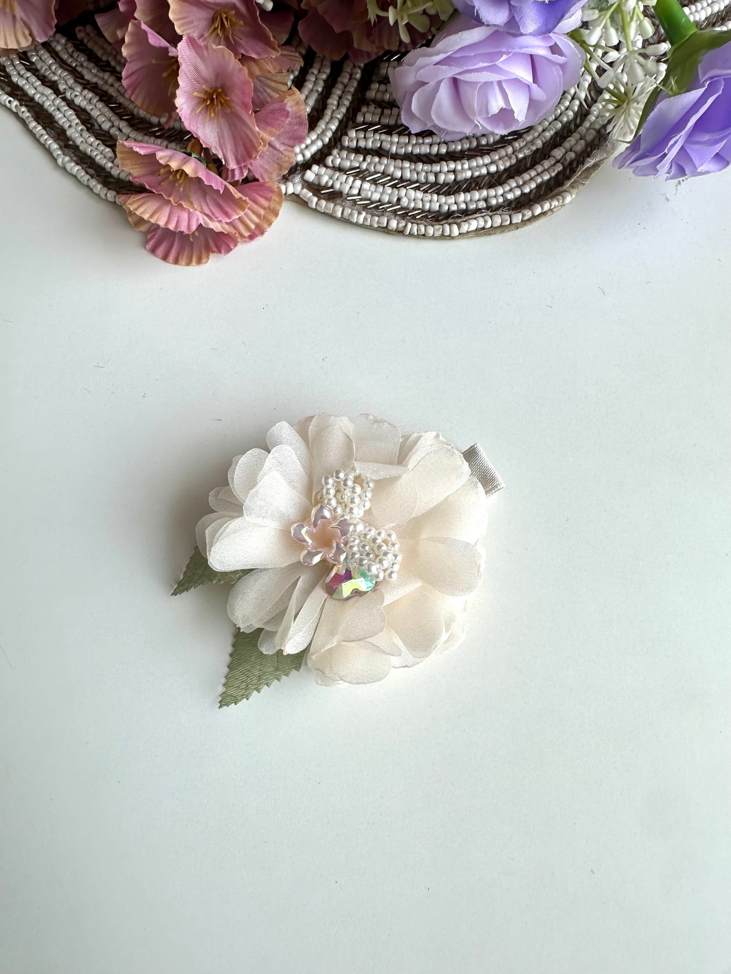A023 - Organza flower hair slide ( per piece )