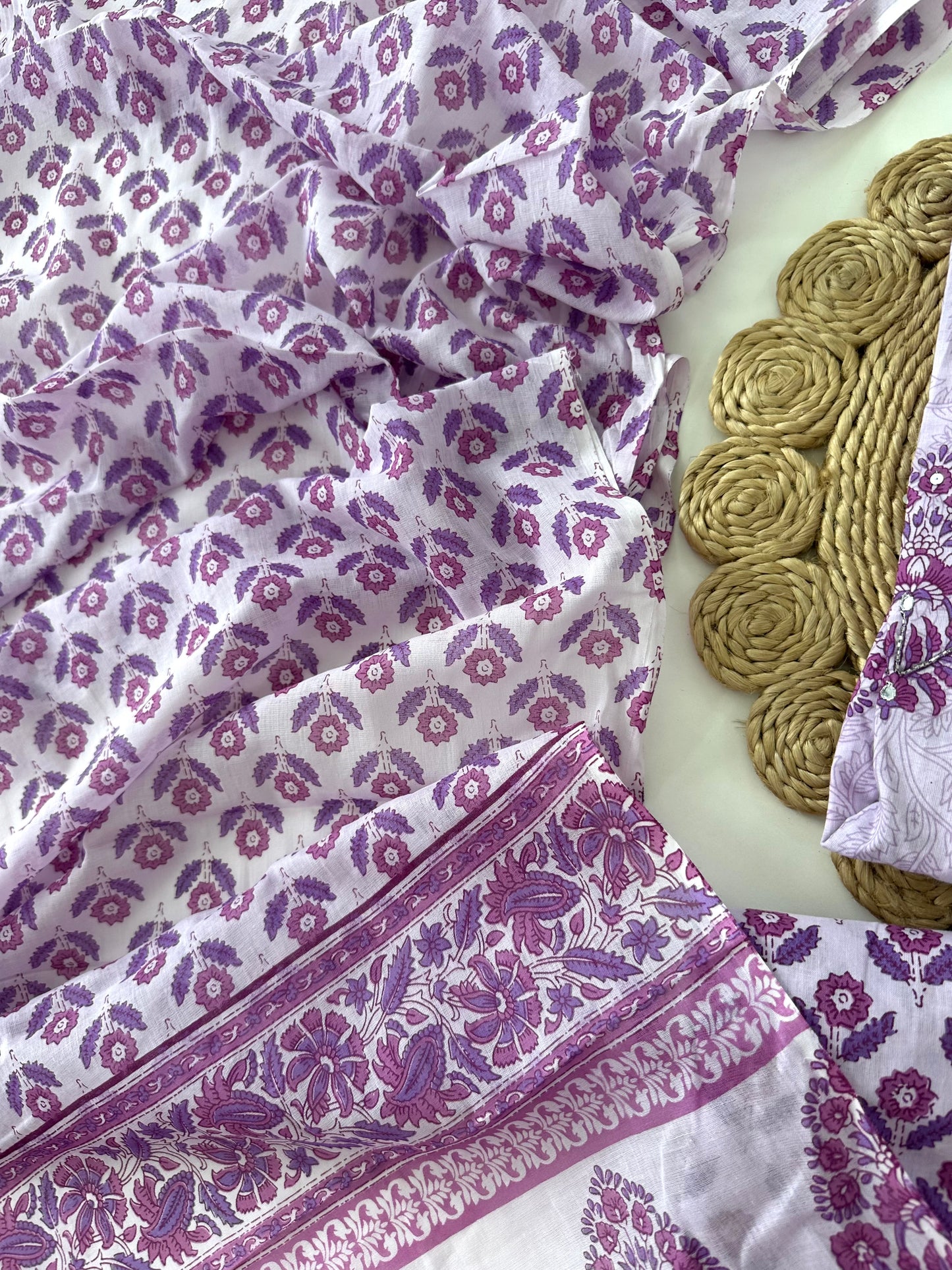 K027 - Cotton floral Aline kurti with pants and dupatta