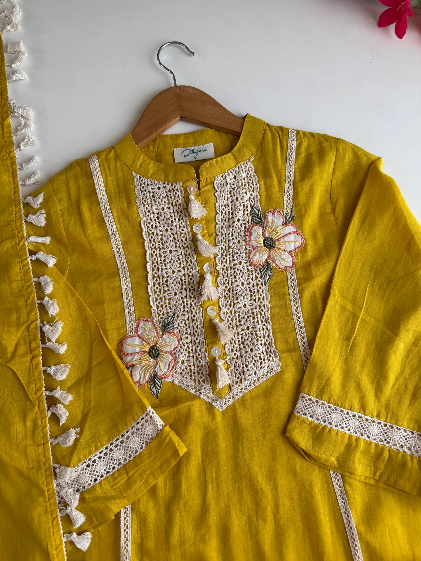 K213 - Mul cotton embroidered farshi salwar with pants and dupatta