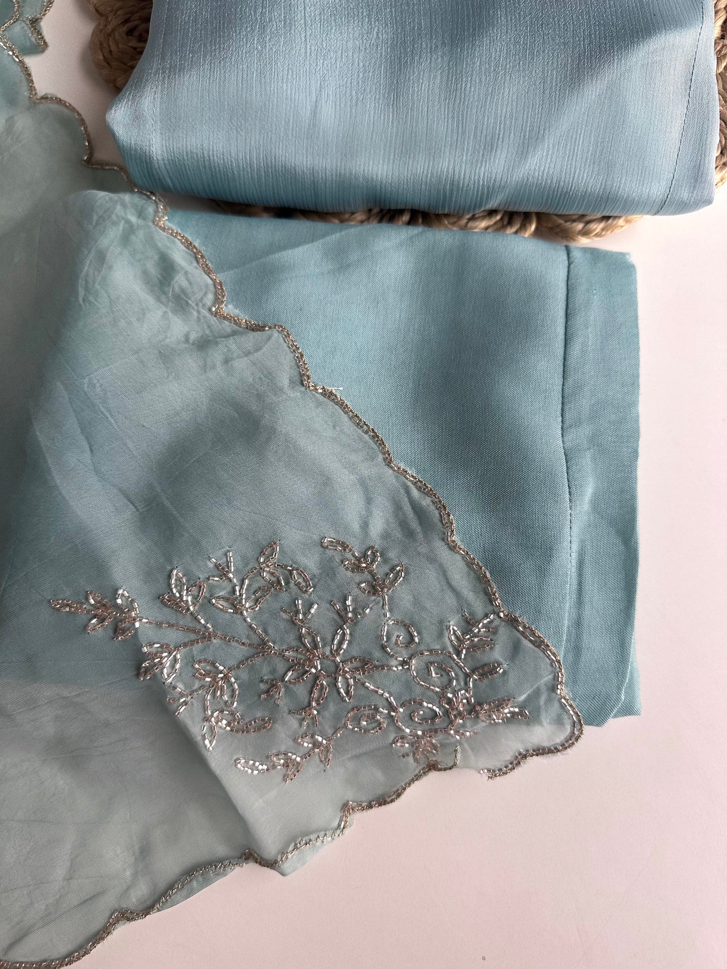 K019 - Chinnon heavy handwork Anarkali with pants and dupatta