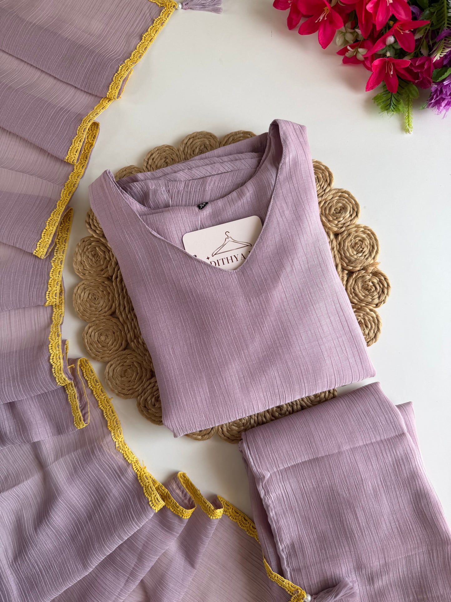 K636 - Crushed imported fabric Anarkali with pants and dupatta