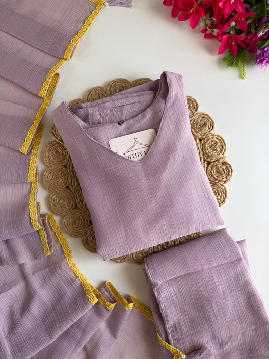 K636 - Crushed imported fabric Anarkali with pants and dupatta