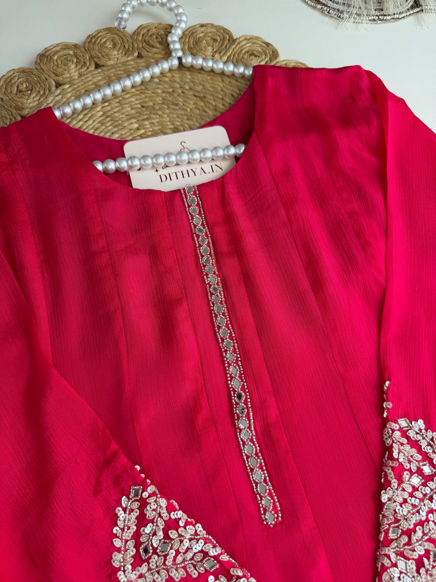 K538 - Chinnon handwork Anarkali with pants and dupatta in 2 colours