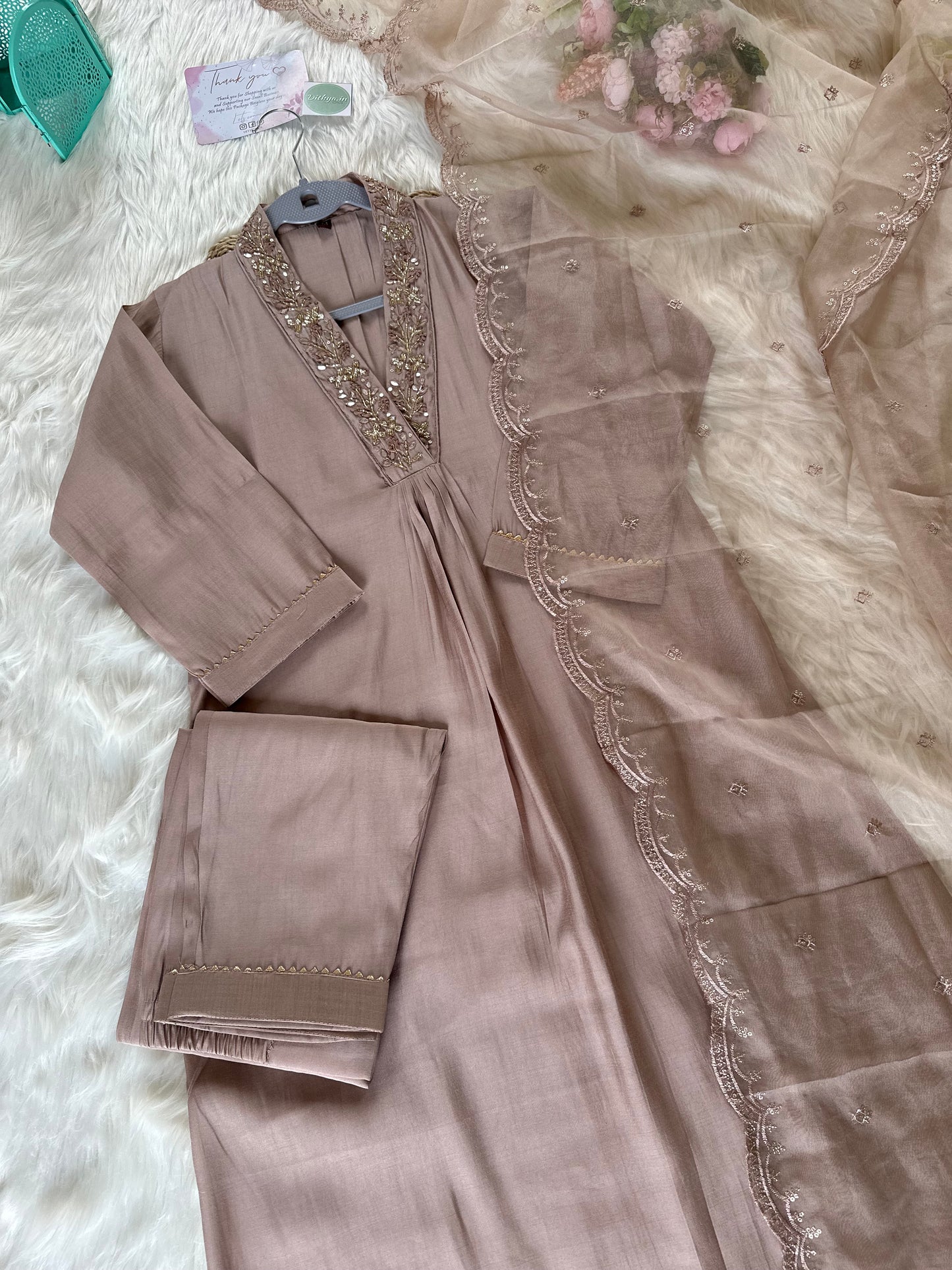 K302 - Roman silk kurti with pants and dupatta