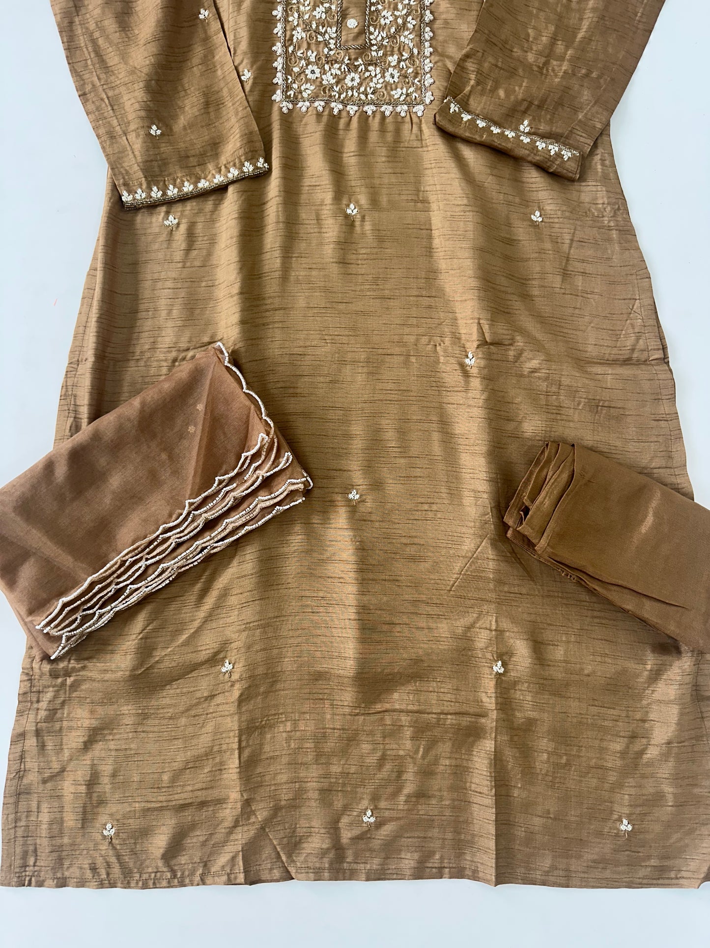 D225 - Dola silk straight kurti with pants and dupatta