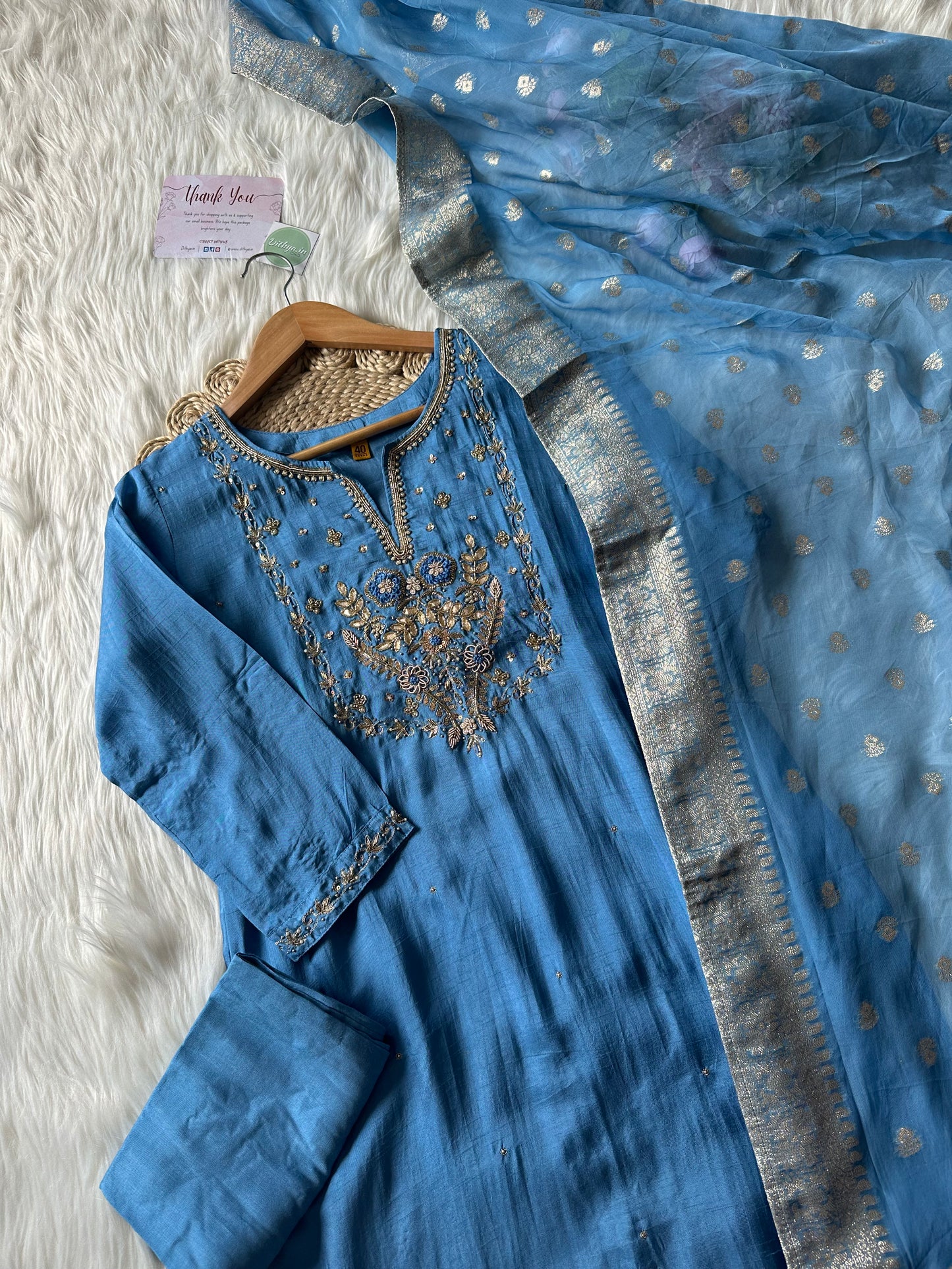 K050 - Russian silk kurti with pants and dupatta