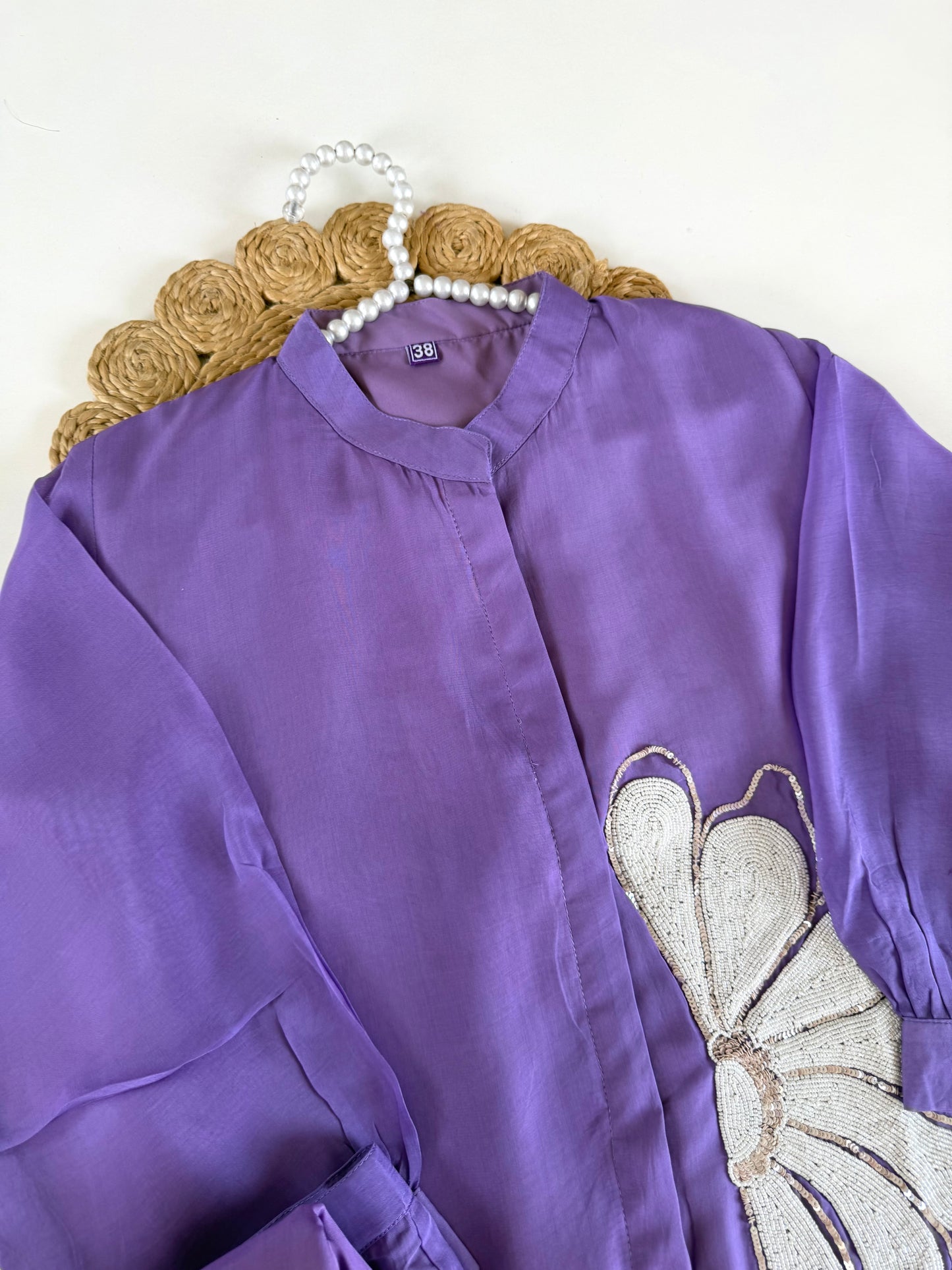 K018 - Viscose organza Pearl work coord set