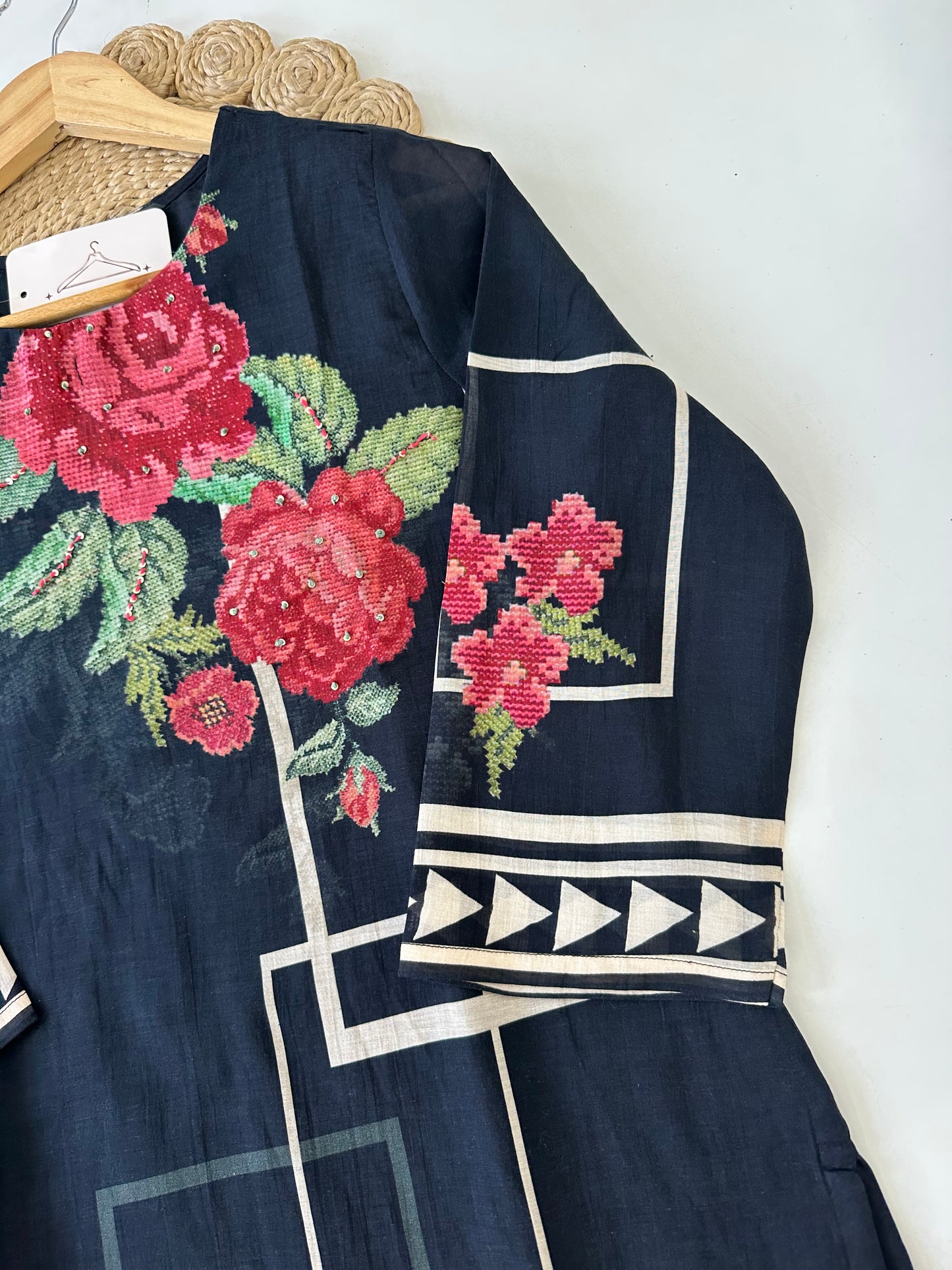 K020 - Mul cotton printed straight Kurti with pants and dupatta