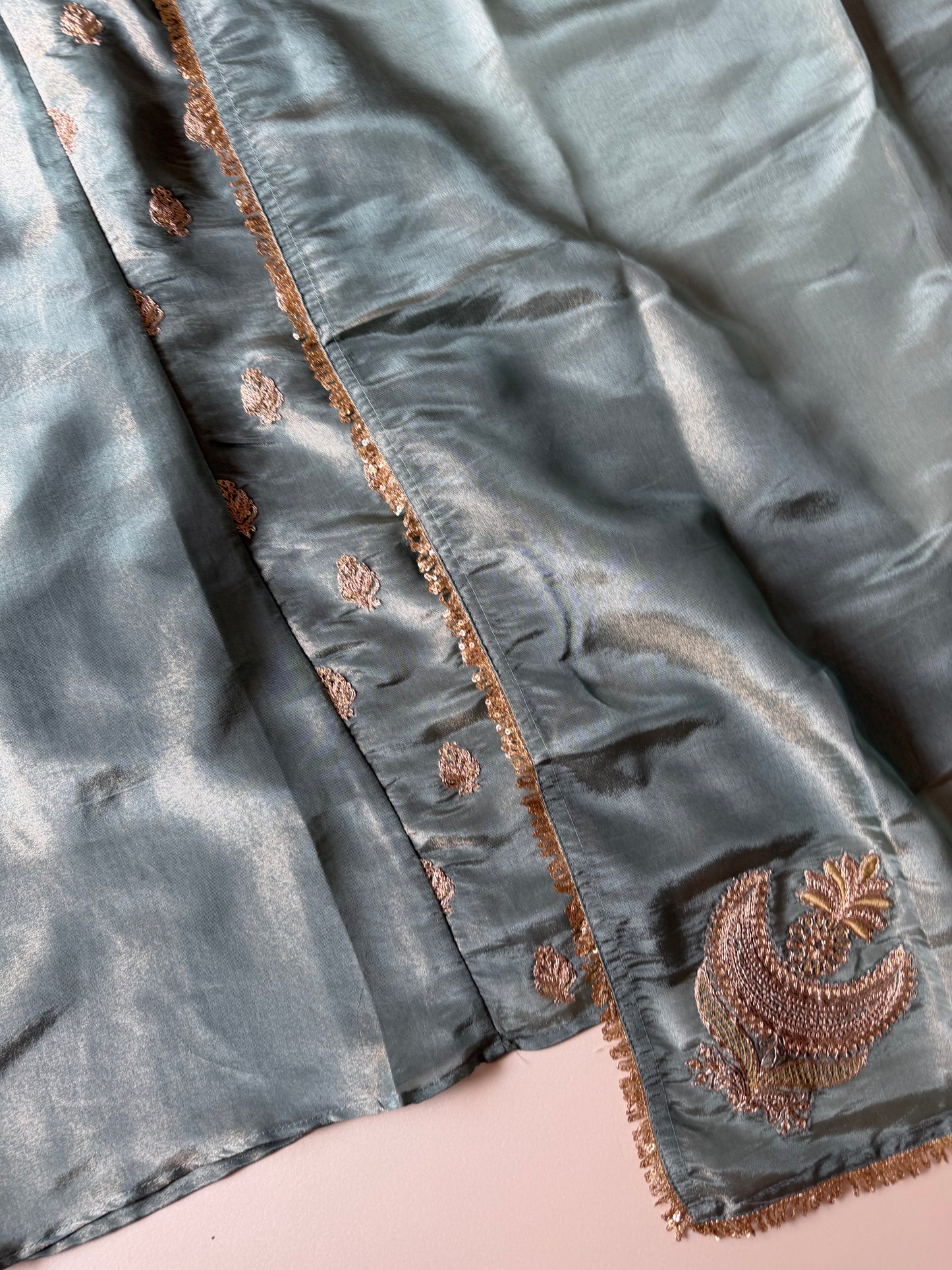 K092 - Tissue silk zari Anarkali with pants and dupatta