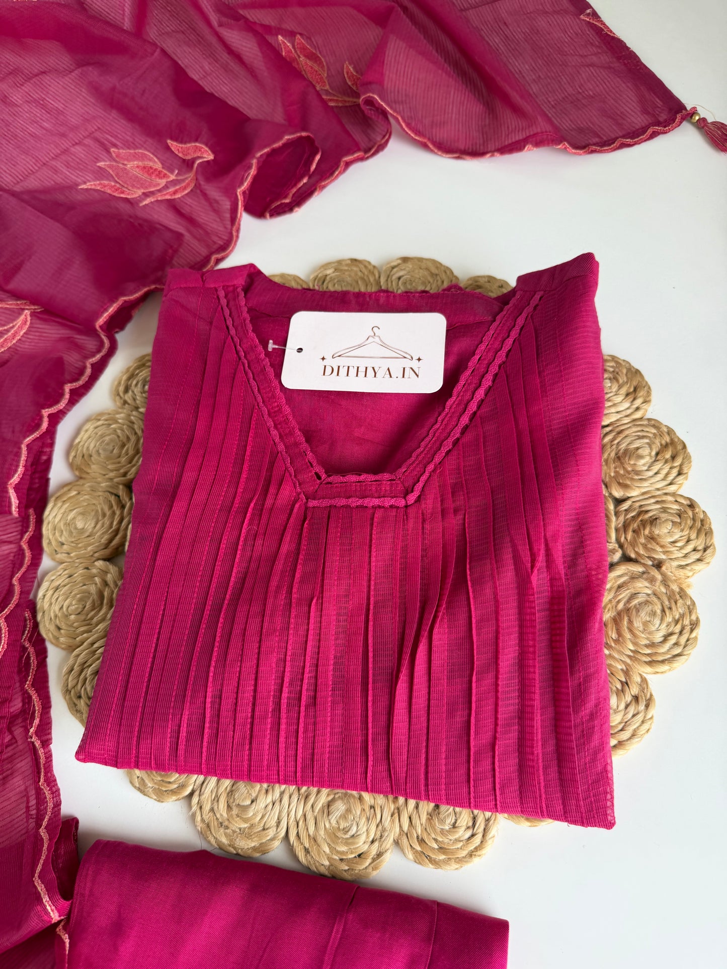 K127 - Kota doriya embroidered Anarkali with pants and dupatta in 2 colours