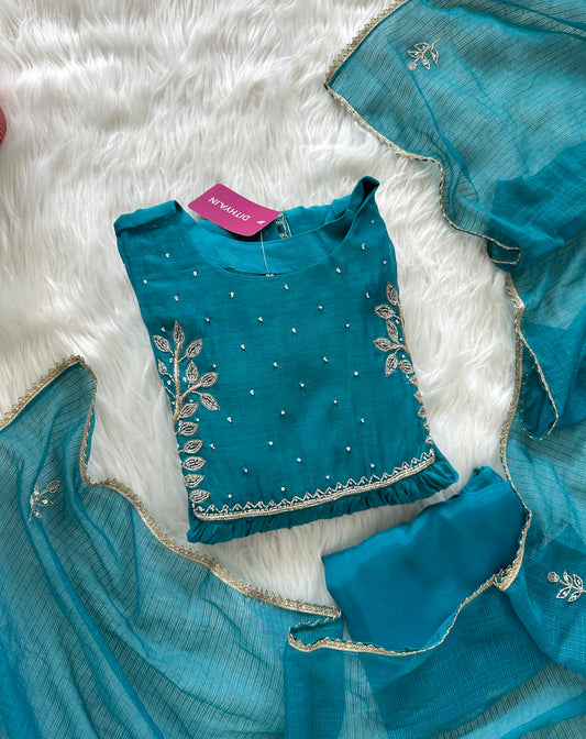 K016 - Mul Chanderi zardosi Anarkali with pants and dupatta