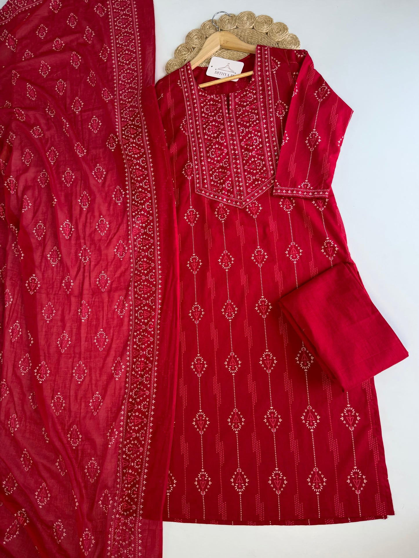 K550 - Mul cotton Straight Kurti with pants and dupatta