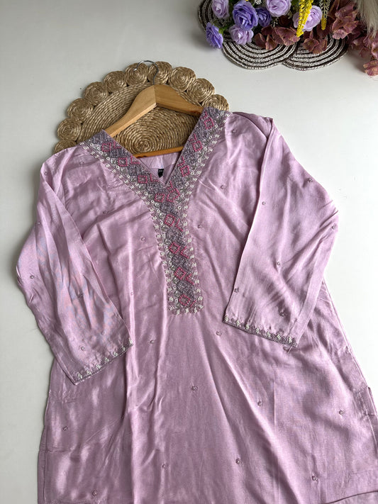 D188 - Dola silk straight kurti with pants and dupatta