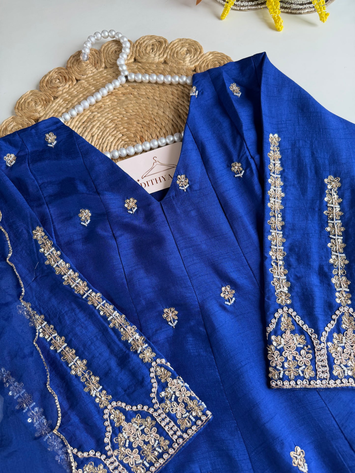 K231 - Russian silk handwork Anarkali with pants and dupatta