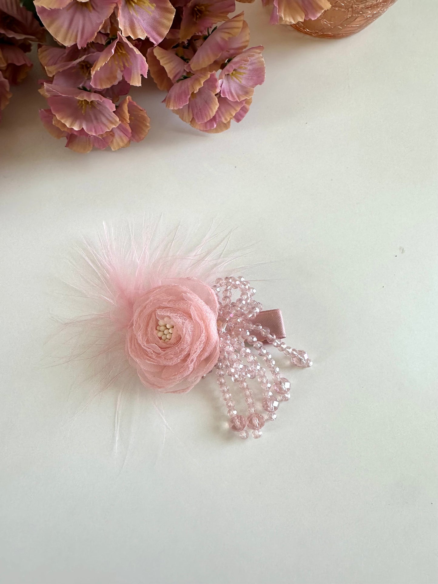 A014 - Fancy flower beaded hair clip (per piece)