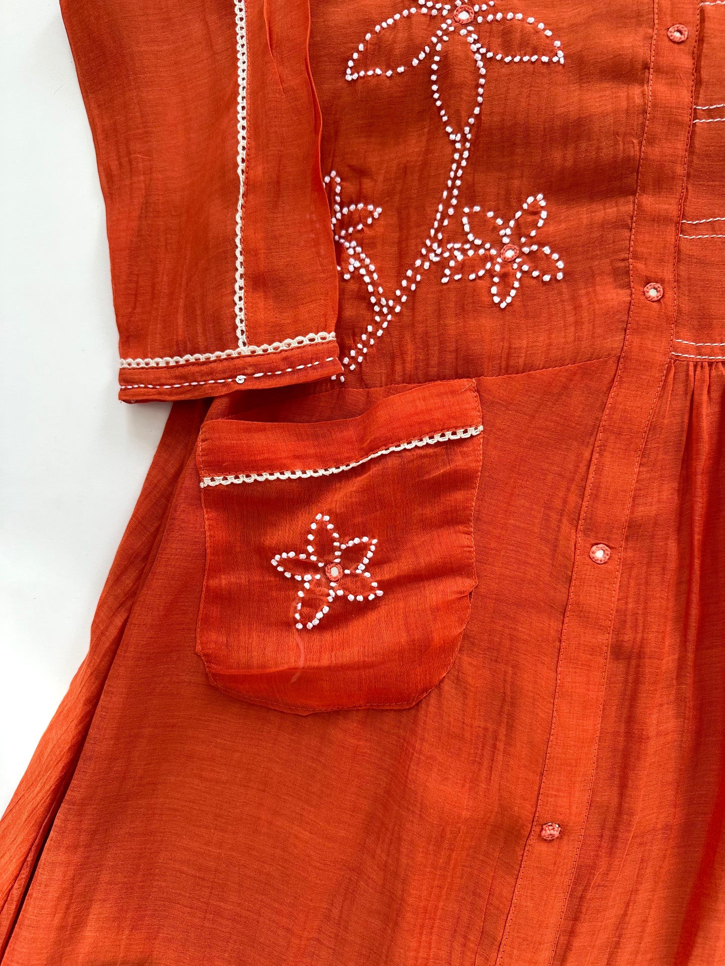 K373 - Mul Chanderi embroidered coord set in 2 colours