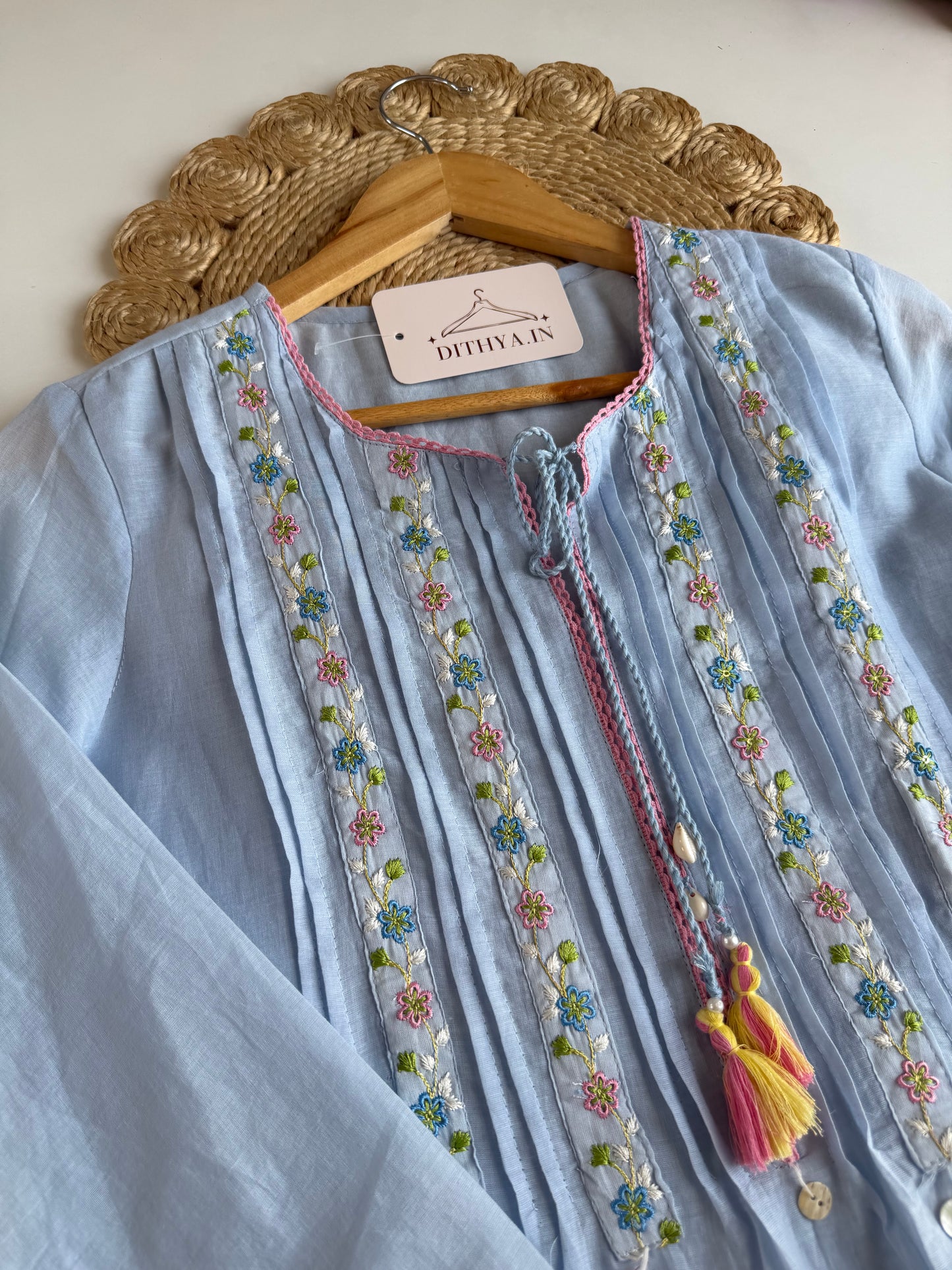 K592 - Mul chanderi embroidered coord set