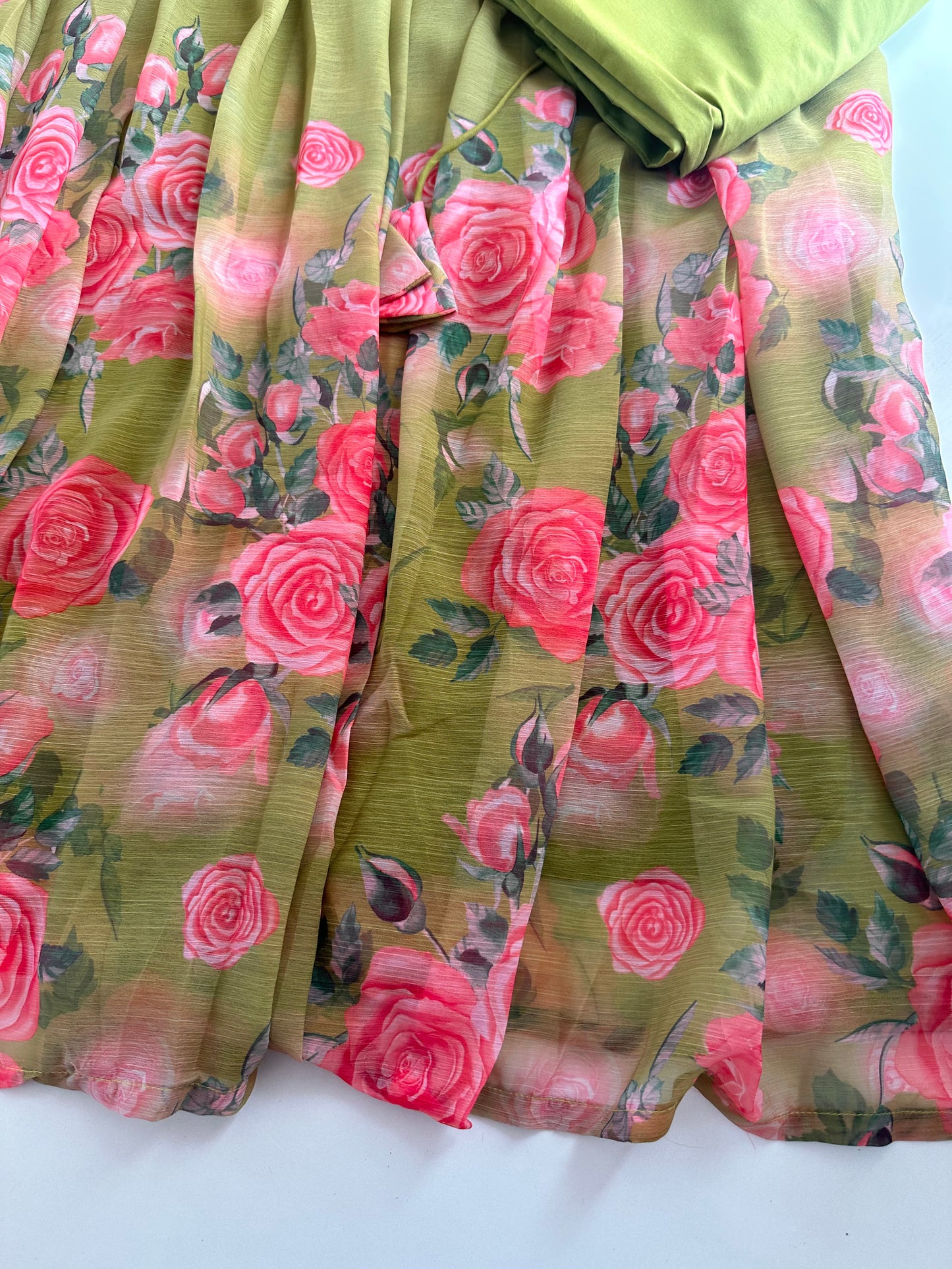 K282 - Viscose organza Floral Anarkali with pants and dupatta