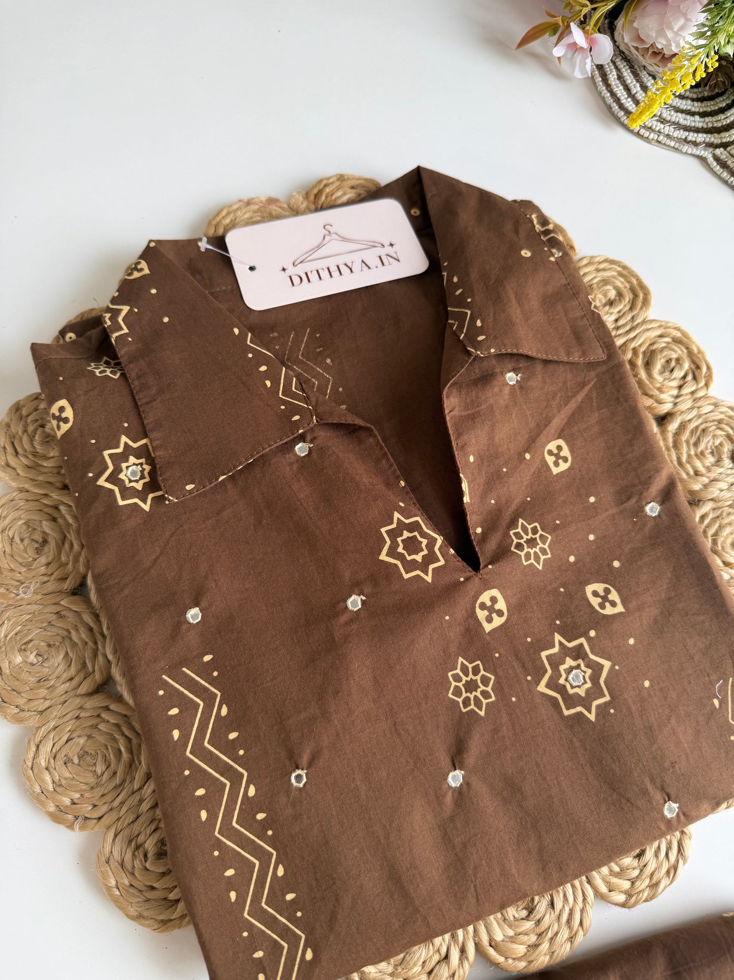 K687 - Mul cotton printed Aline Kurti with pants