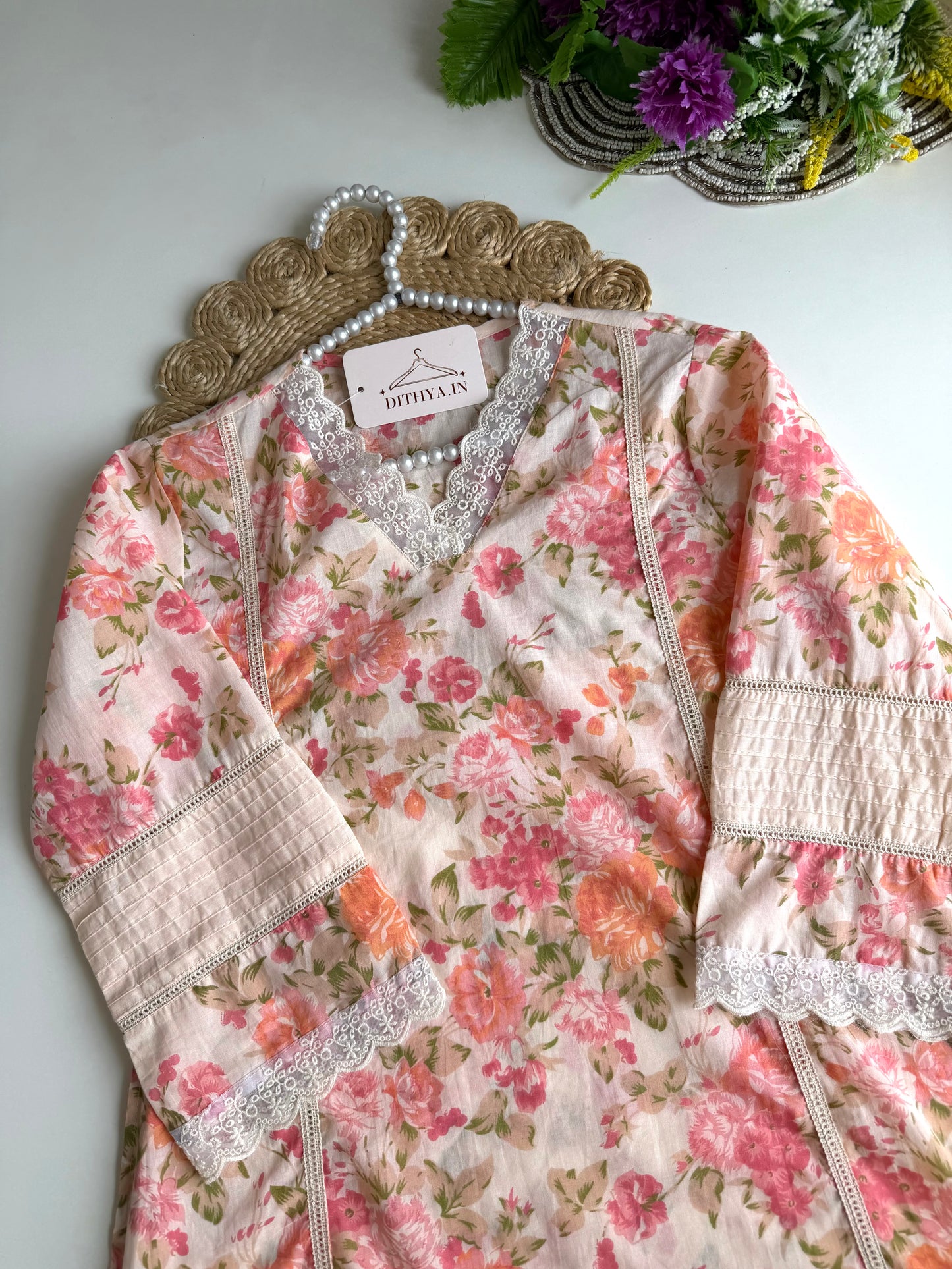 K553 - Mul cotton embroidered Kurti with pants