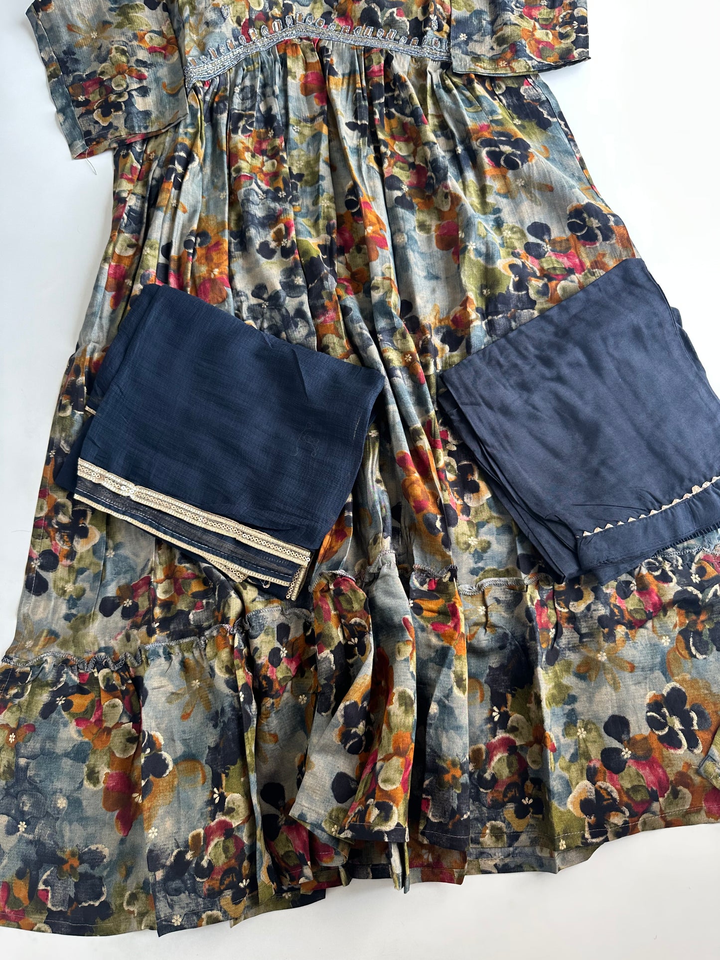 D176 - Muslin Alia cut Anarkali with pants and dupatta