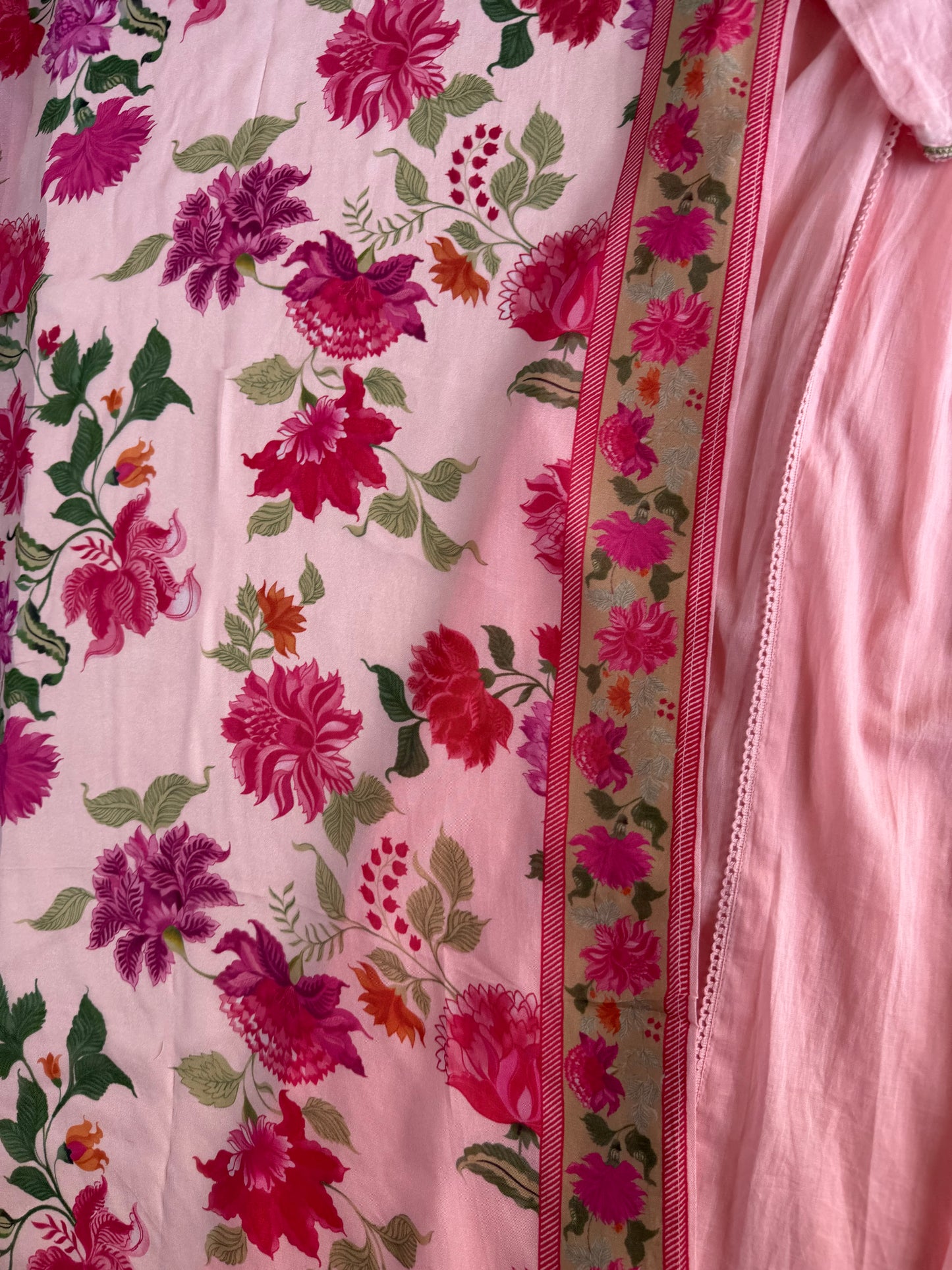 K089 - Mulmul cotton embroidered Anarkali with pants and dupatta