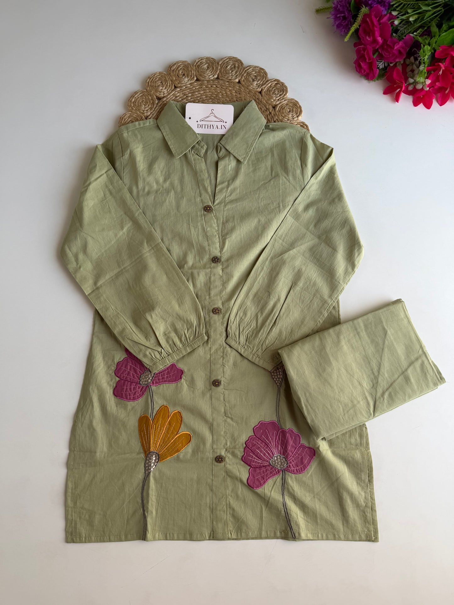 K081 - Mul cotton embroidered coord set