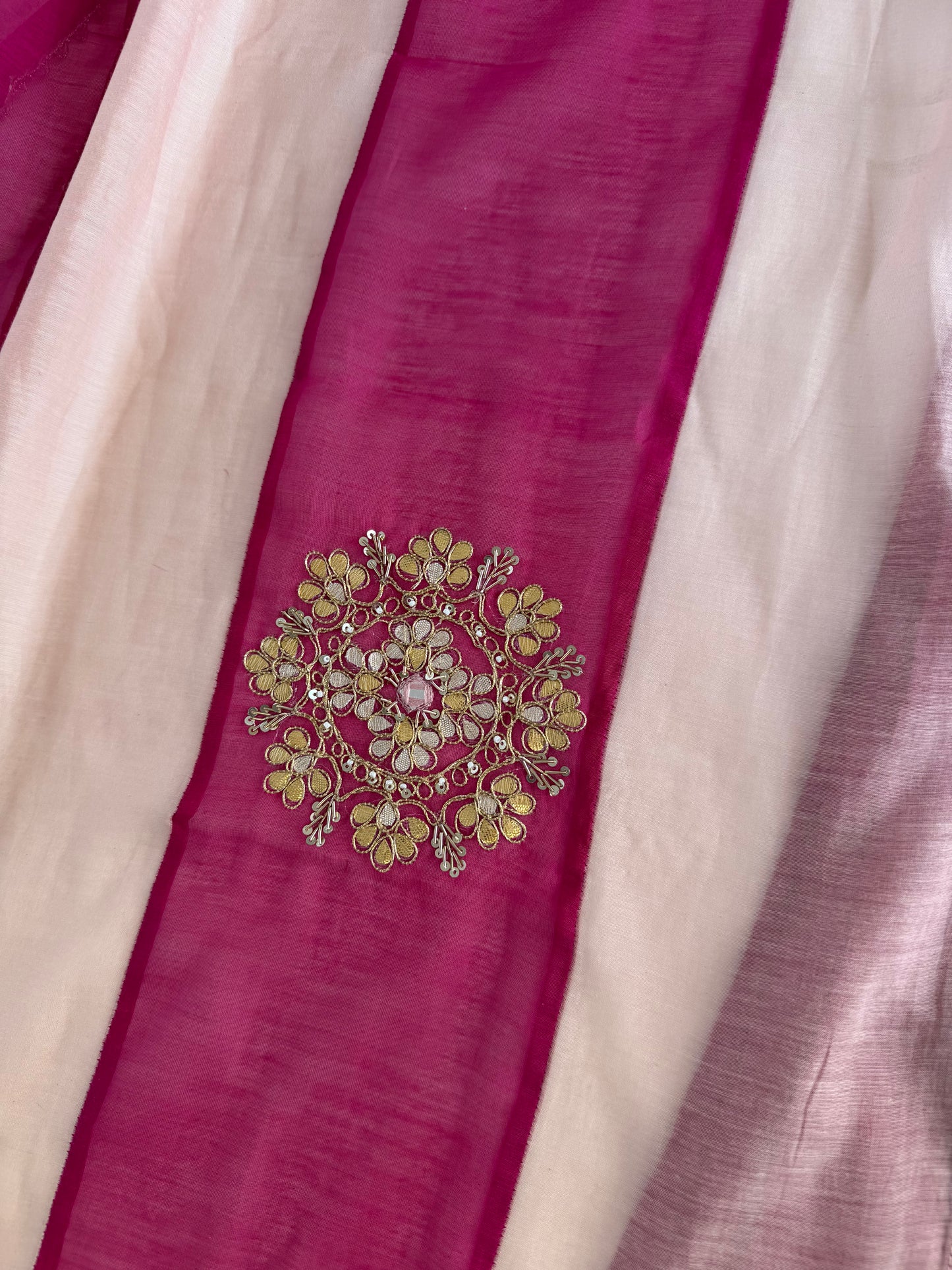 K584 - Mul chanderi gota work straight Kurti with pants and dupatta