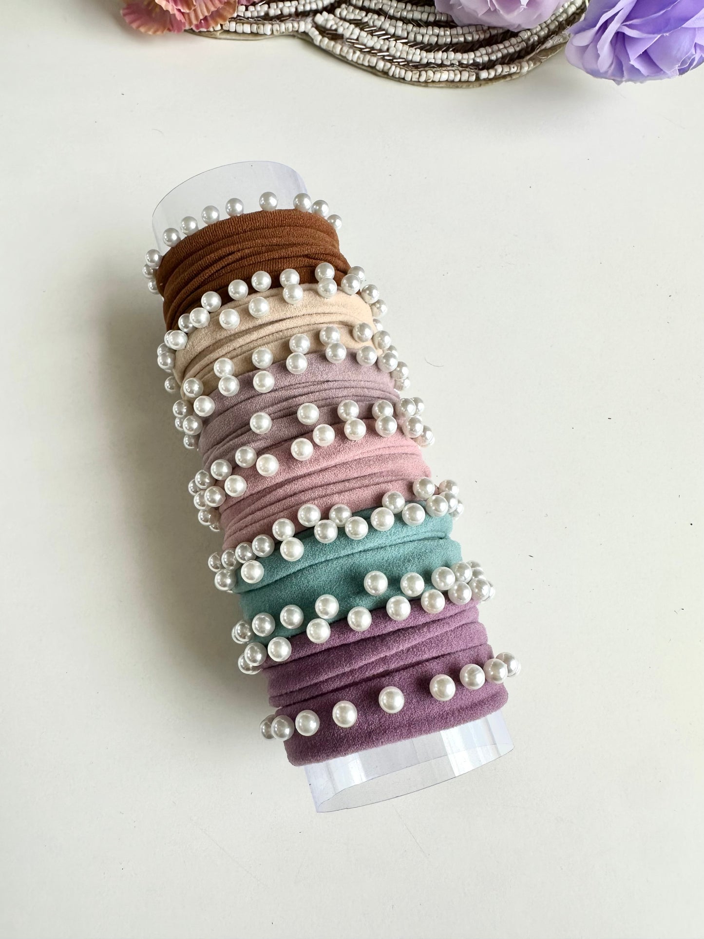 A020 - Pearl rubber band in 6 colours (PACK OF 6 colours)