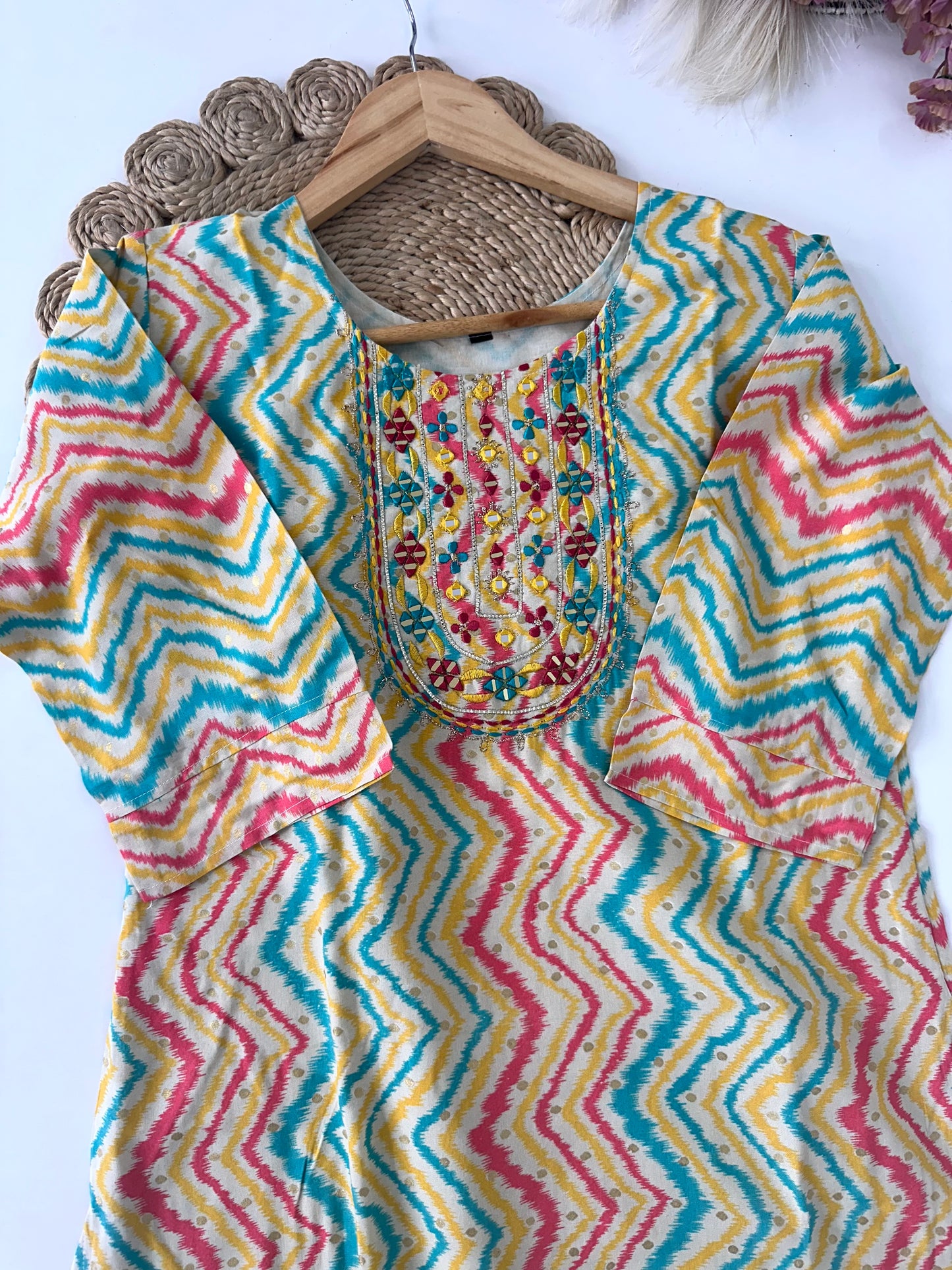 D234 - Roman silk straight kurti with pants and dupatta