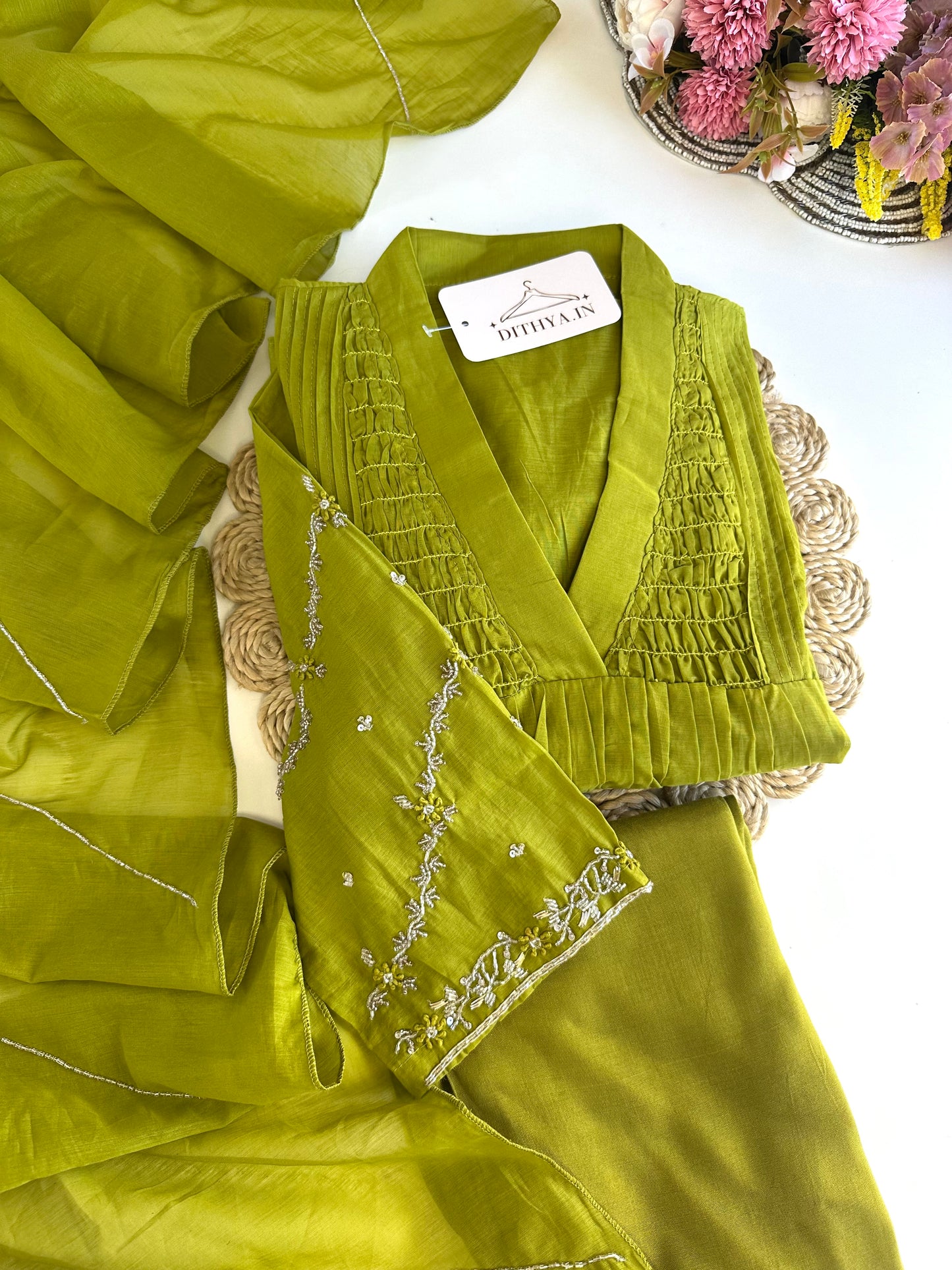 K305 - Mul Chanderi Anarkali with pants and dupatta in 2 colours