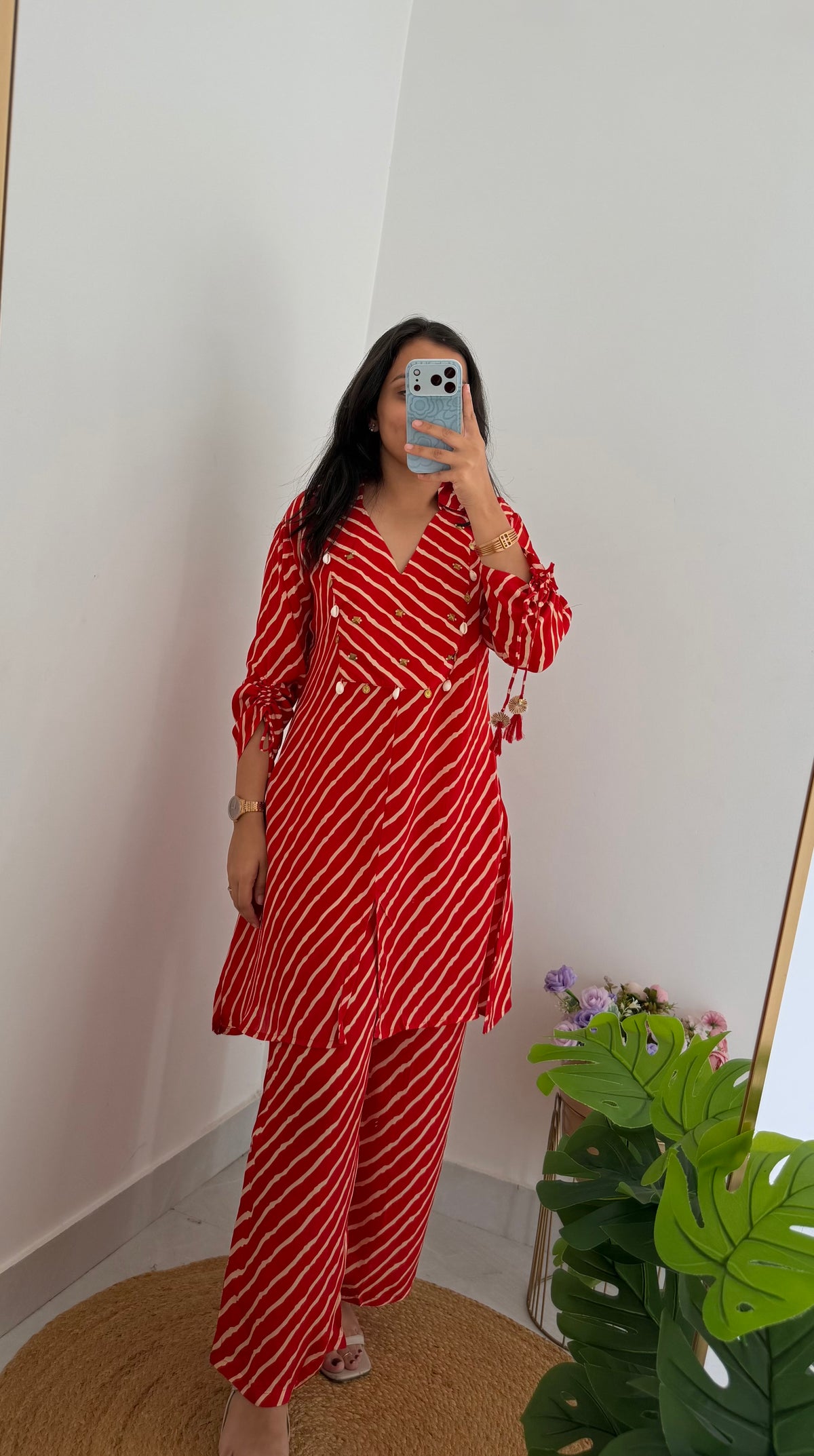 K300 - Pure crape leheriya handwork coord set in 3 colours